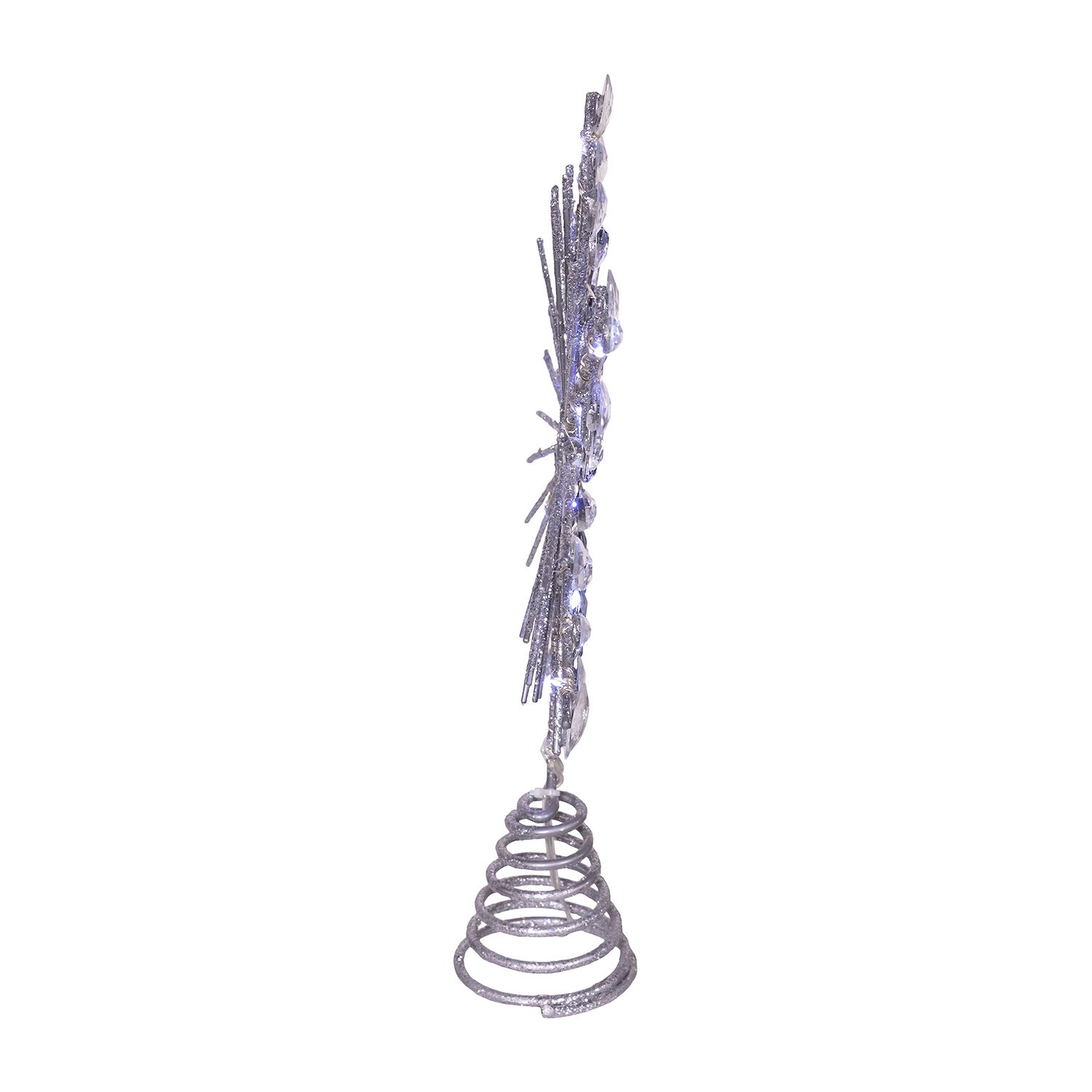 Kurt Adler 11.75" 18-Light Cool White Micro Led Silver Glittered Snowflake Christmas Tree Topper