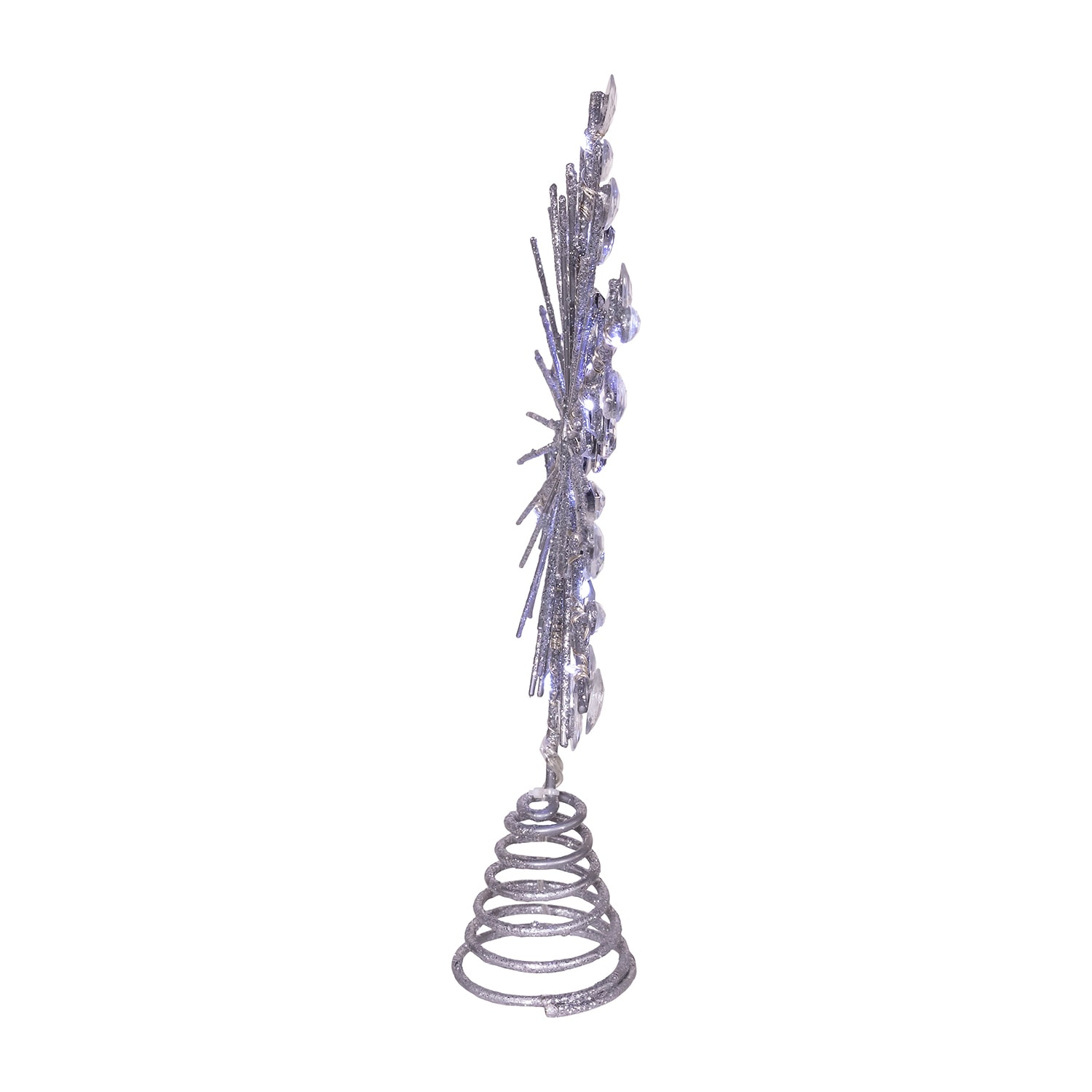 Kurt Adler 11.75" 18-Light Cool White Micro Led Silver Glittered Snowflake Christmas Tree Topper