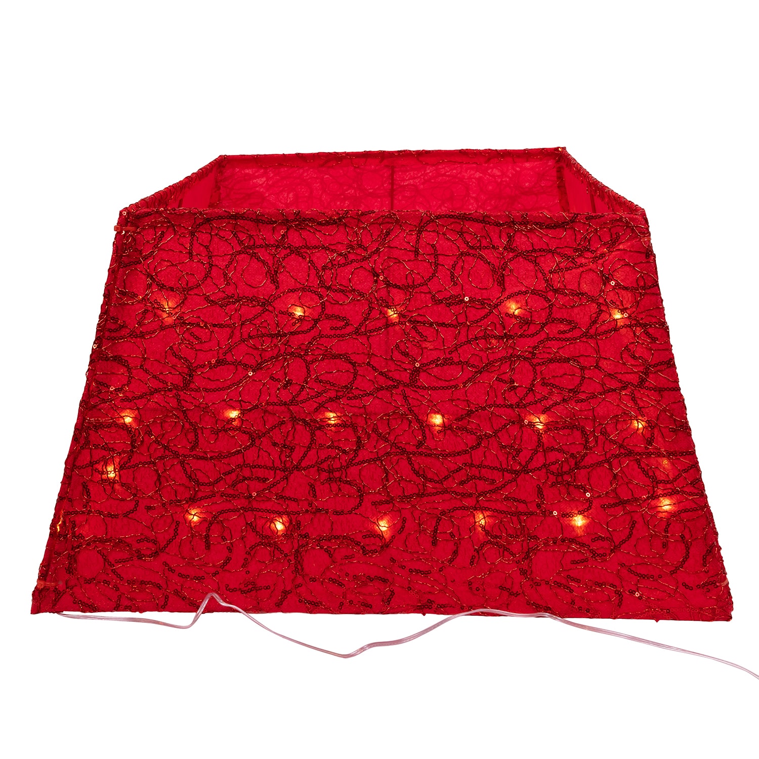 Kurt Adler 19" 70-Light Warm White Led Red Square Indoor Tree Skirt