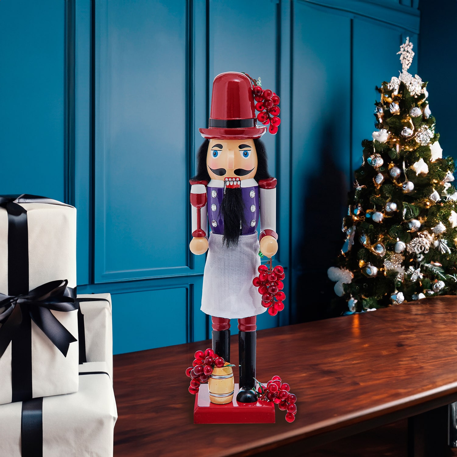 Kurt Adler 15" Wooden Wine Christmas Nutcracker