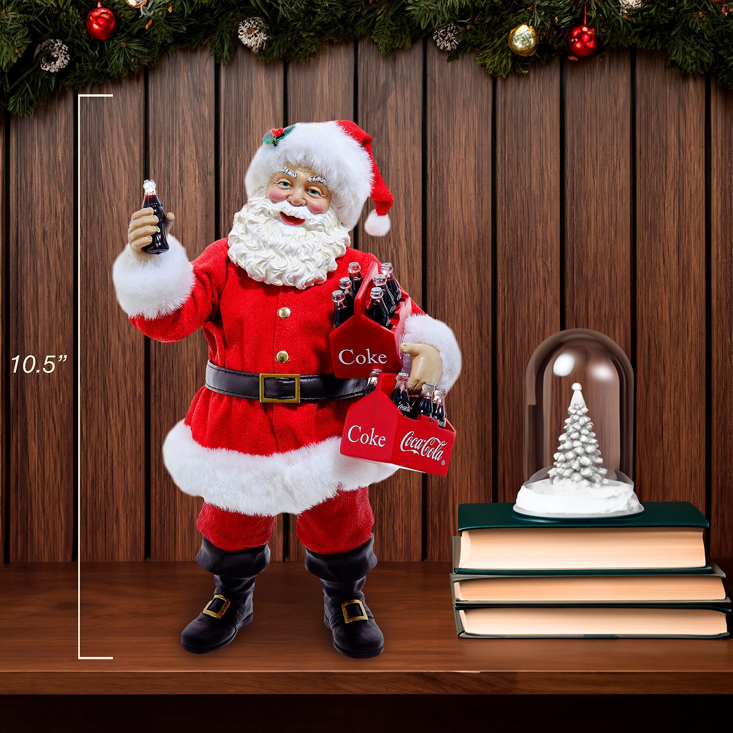 Kurt Adler 10.5" Coca-Cola Santa Holding Two Six Packs Christmas Santa Figurine