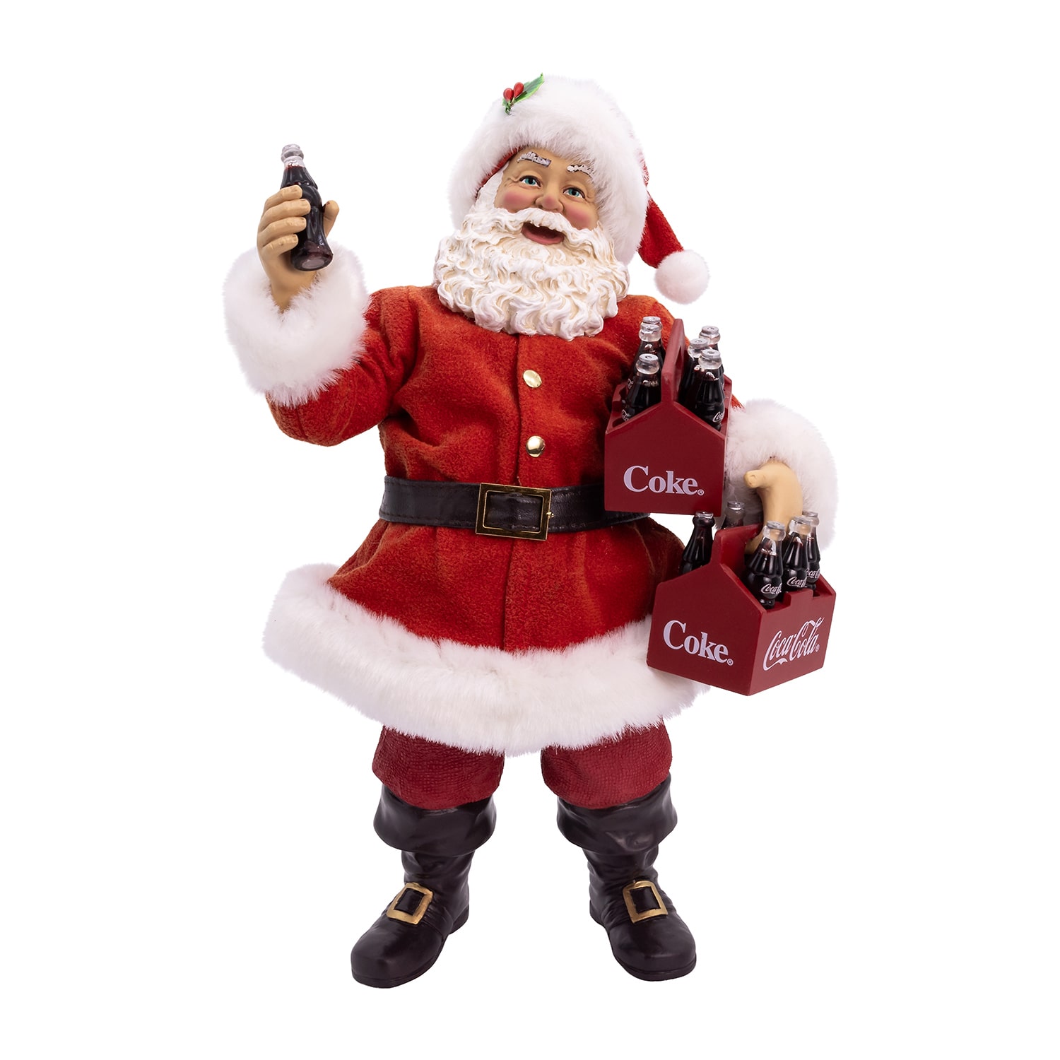 Kurt Adler 10.5" Coca-Cola Santa Holding Two Six Packs Christmas Santa Figurine
