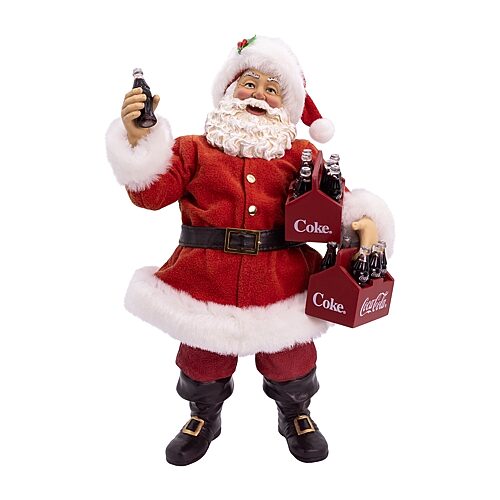 Kurt Adler 10.5" Coca-cola Santa Holding Two Six Packs Christmas Santa Figurine In Red