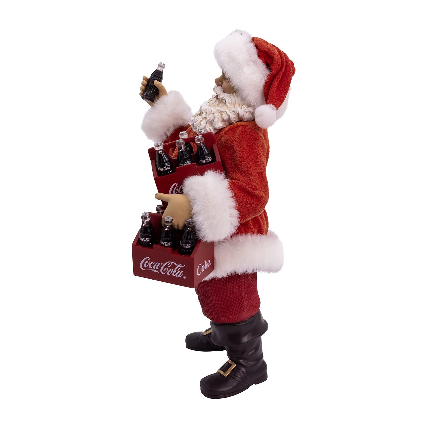 Kurt Adler 10.5" Coca-Cola Santa Holding Two Six Packs Christmas Santa Figurine
