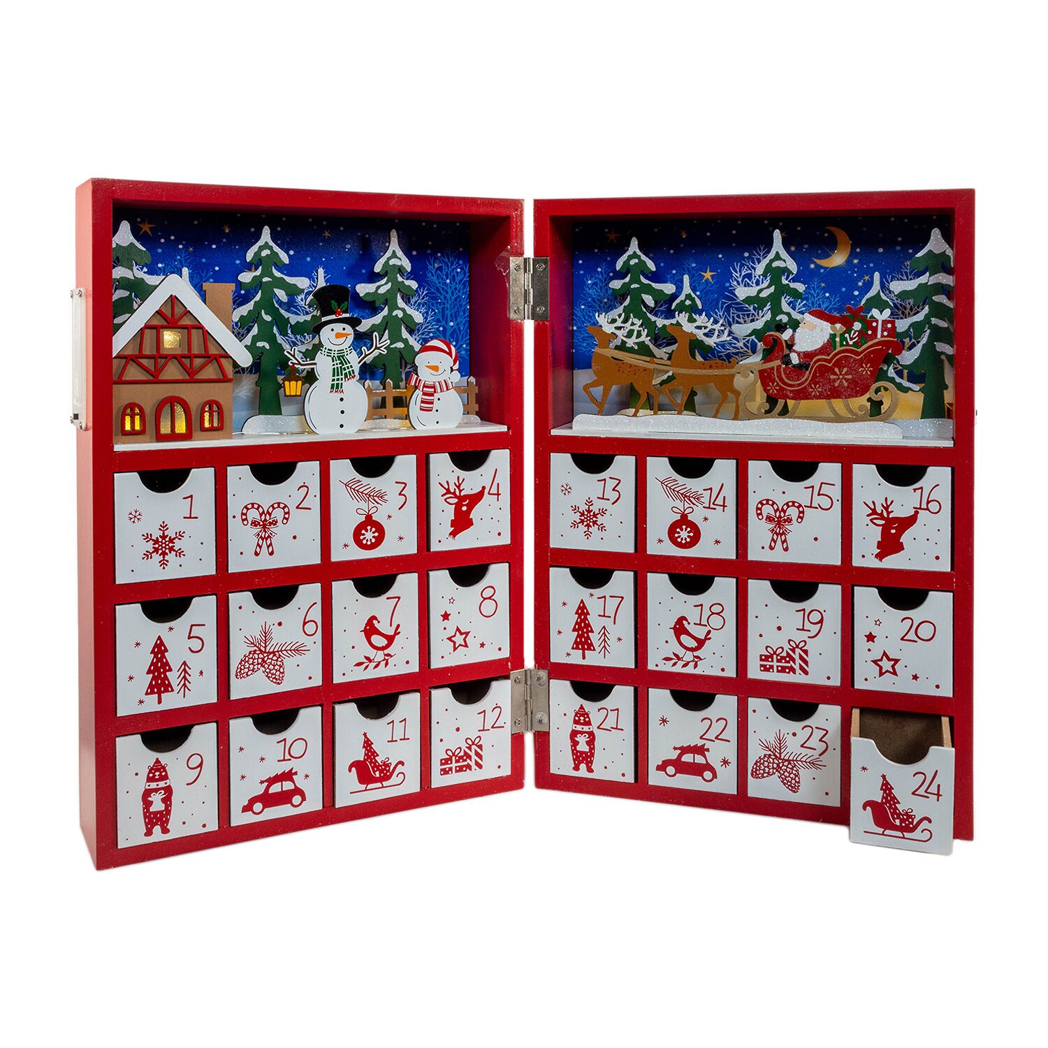 Kurt Adler 13" Battery Operated Lighted Wooden Christmas Advent Calendar
