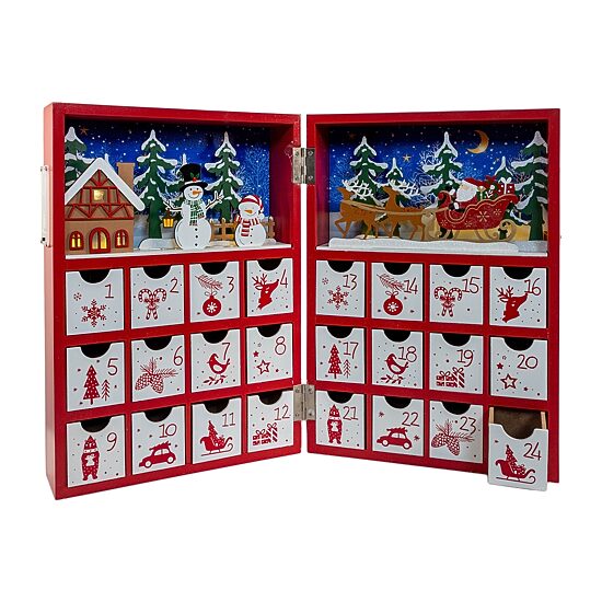 Kurt Adler 13" Battery Operated Lighted Wooden Christmas Advent Calendar