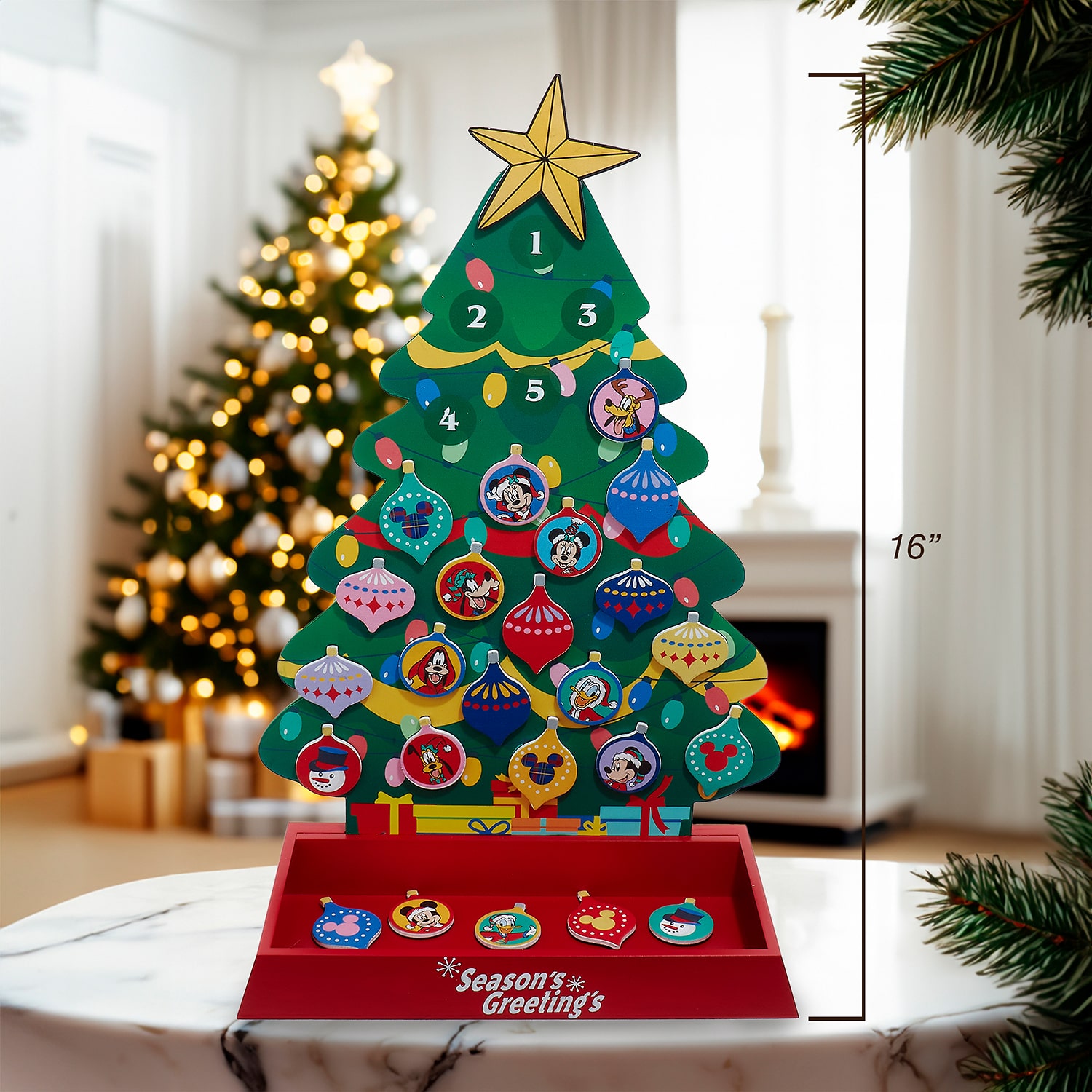 Kurt Adler 16"  Advent Tree With Magnetic Ornaments Mickey and Friends Christmas Advent Calendar