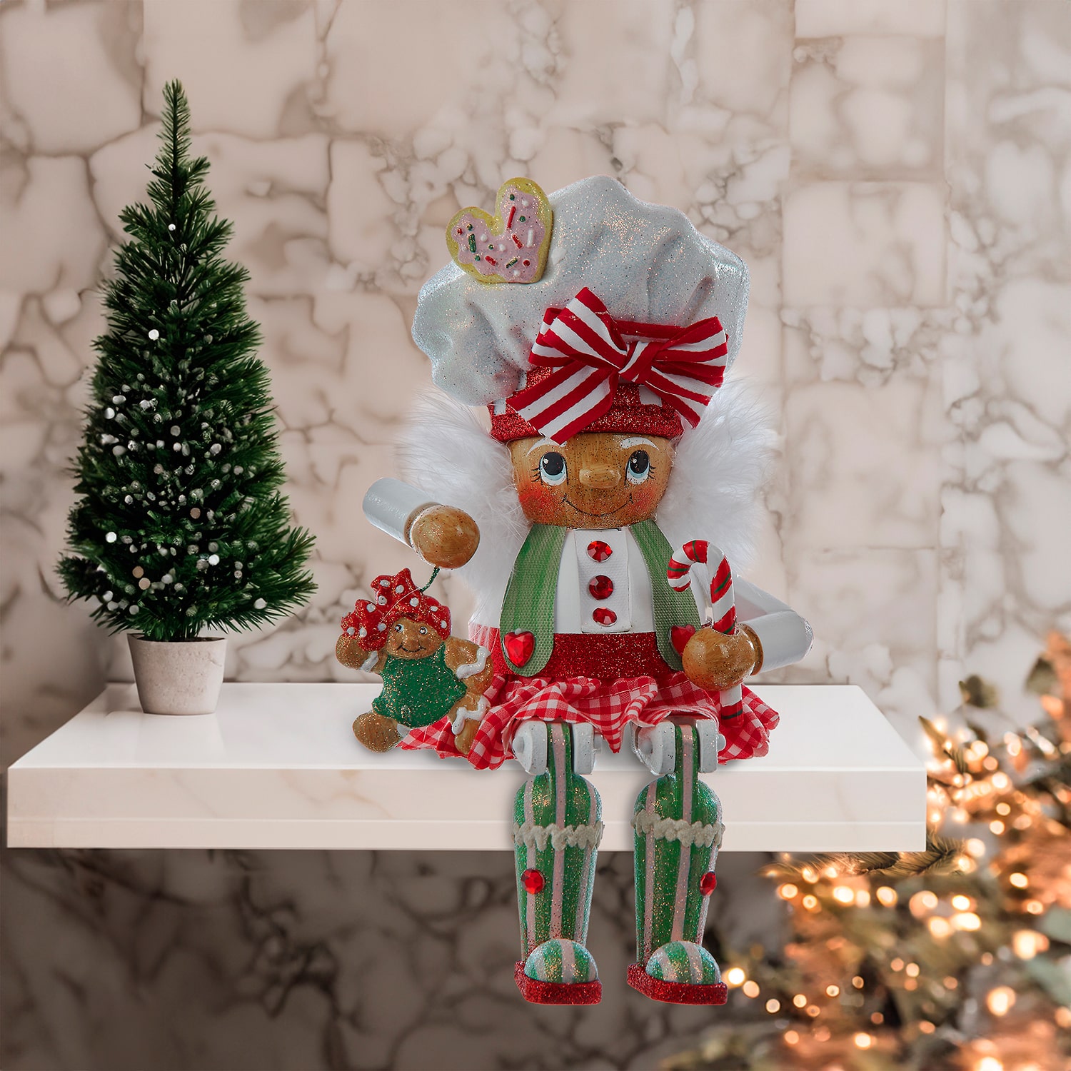 Kurt Adler 11" Hollywood Gingerbread Baker Girl Shelf Sitter Christmas Nutcracker