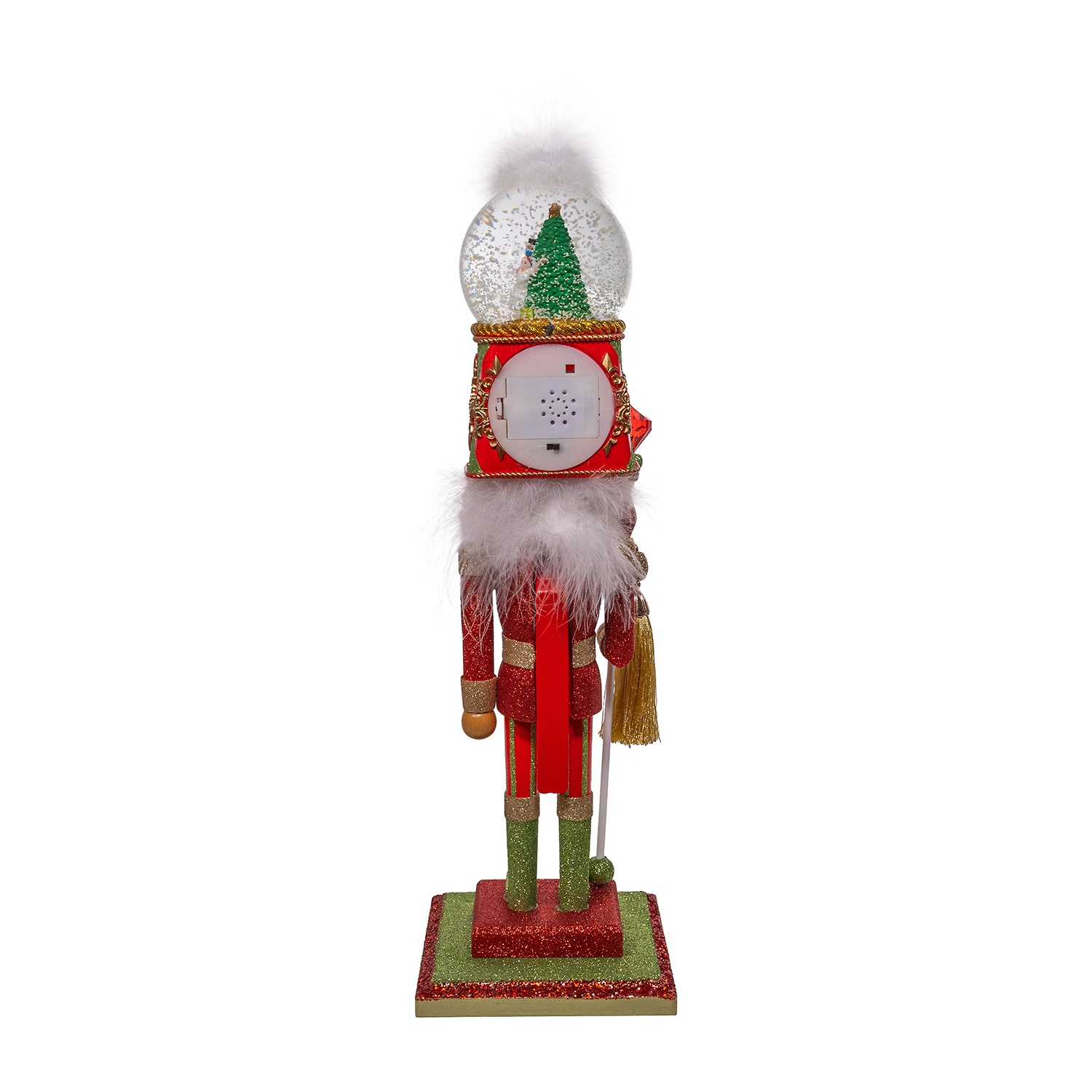 Kurt Adler 21" Hollywood Battery-Operated Light Up Animated Musical Snow Globe Hat Soldier Lighted Christmas Nutcracker