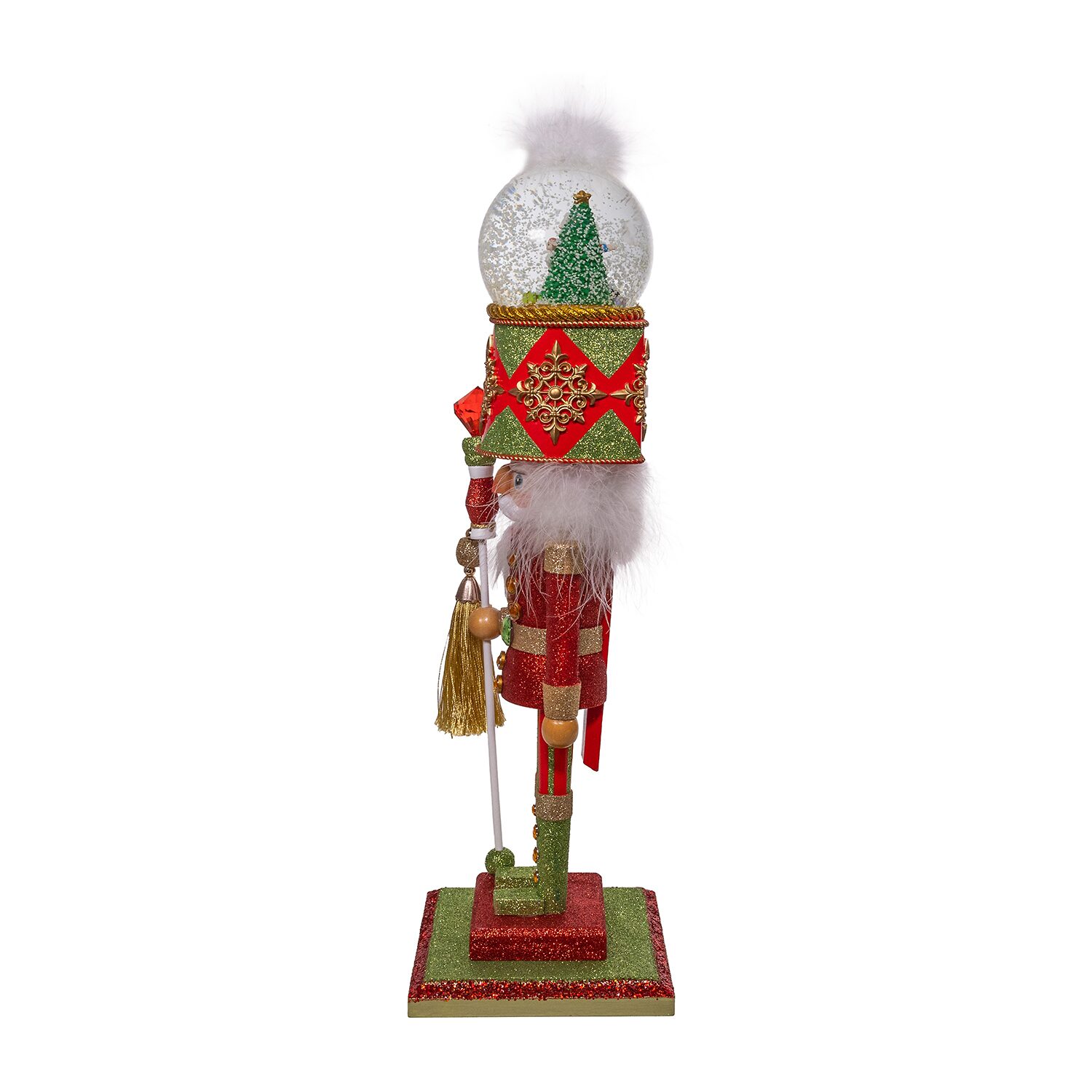 Kurt Adler 21" Hollywood Battery-Operated Light Up Animated Musical Snow Globe Hat Soldier Lighted Christmas Nutcracker