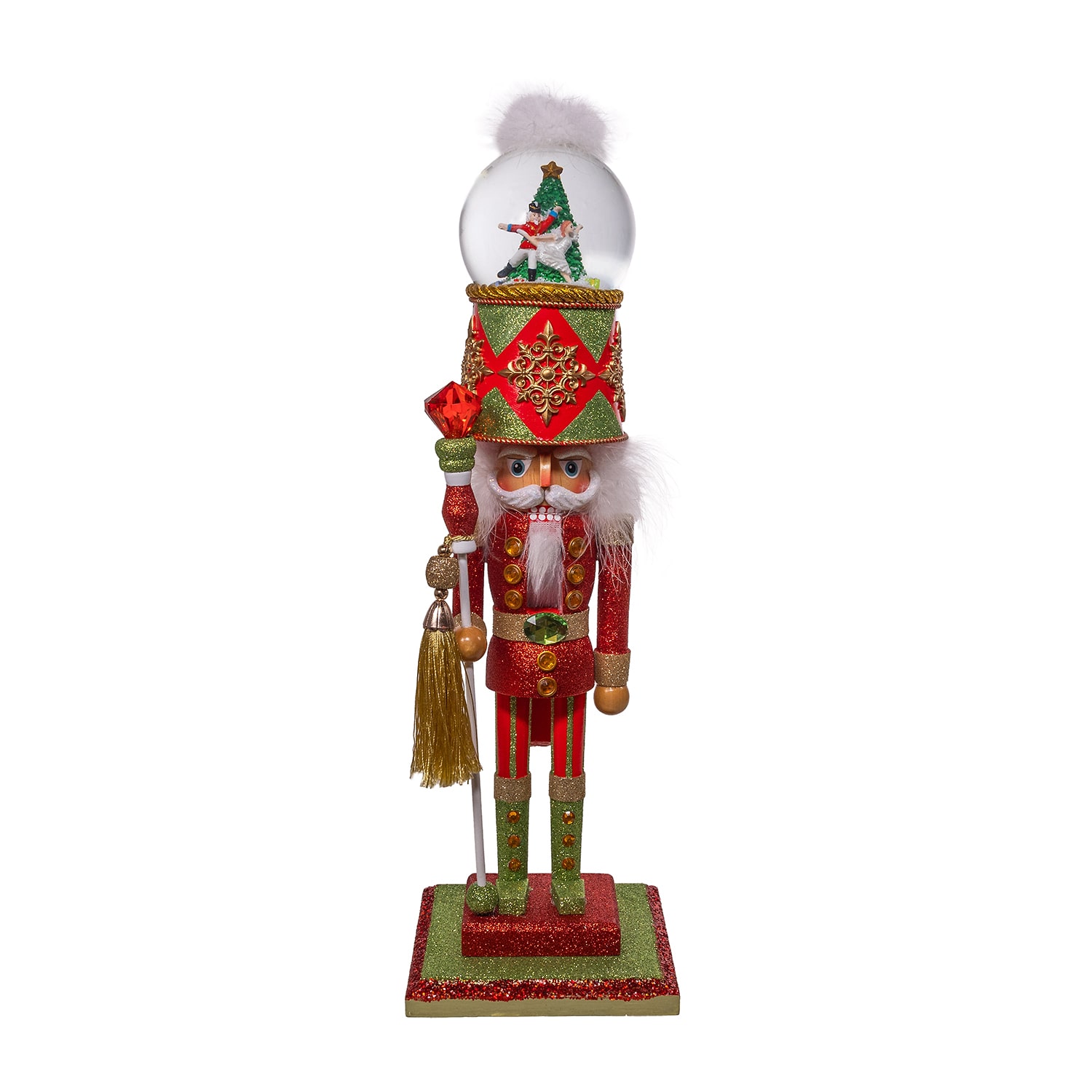 Kurt Adler 20" Hollywood Battery-Operated Light Up Animated Musical Water Globe Hat Lighted Christmas Nutcracker