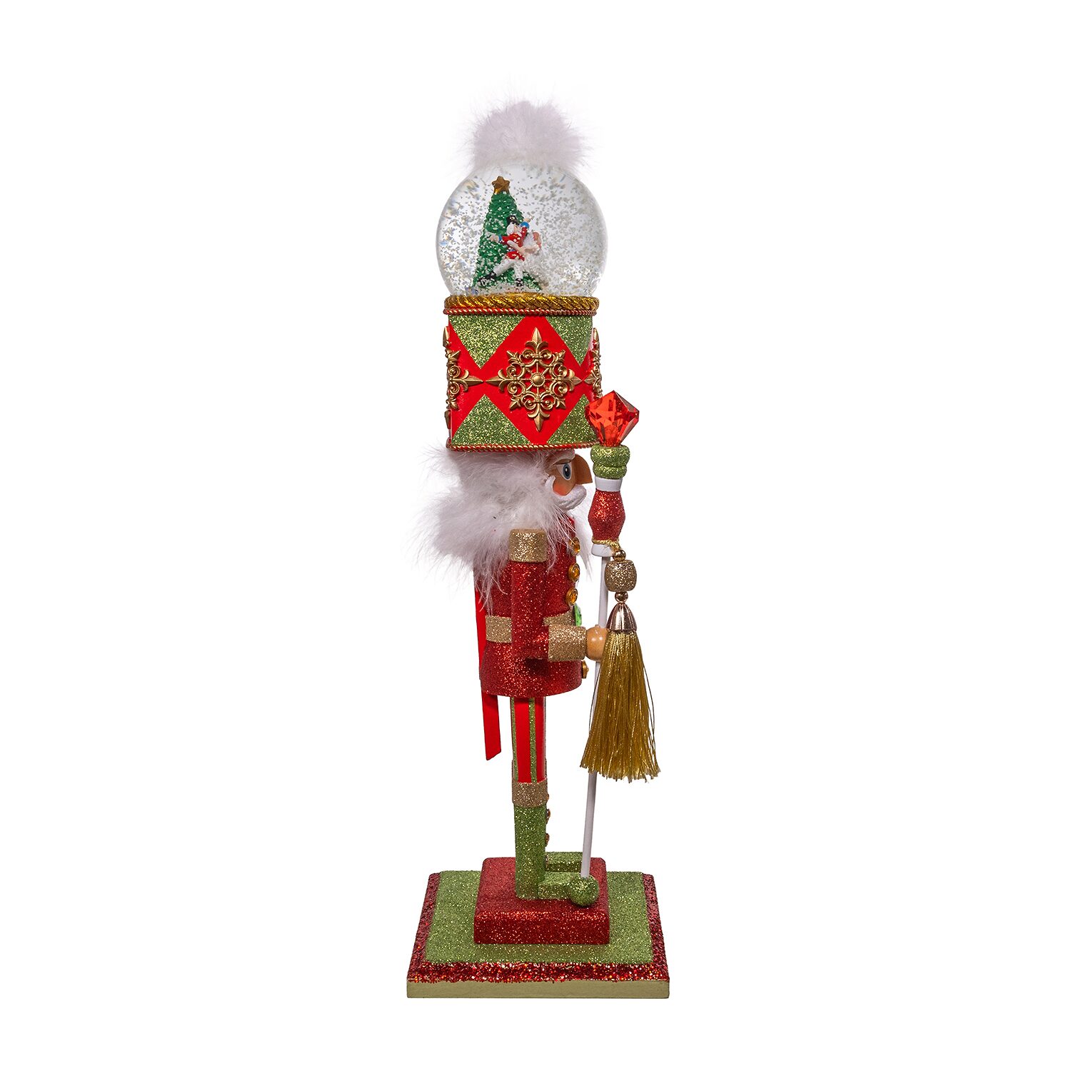 Kurt Adler 20" Hollywood Battery-Operated Light Up Animated Musical Water Globe Hat Lighted Christmas Nutcracker