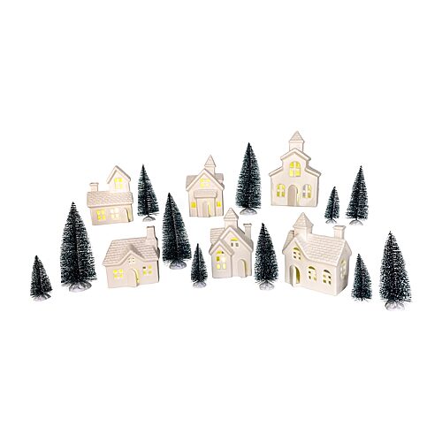 Kurt Adler 7.87" Wooden Led Santa Musical Village Lighted Christmas Tabletop Decor, One Size, White