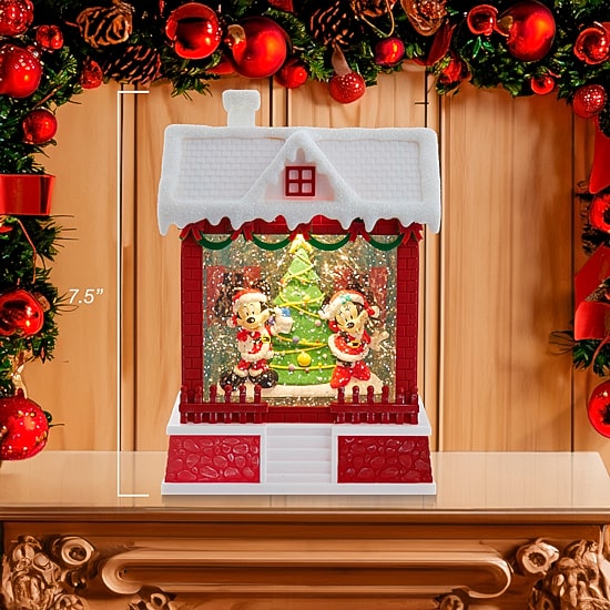 Kurt Adler 7.5" Battery Operated Light-Up Mickey Santa Lighted Mickey Mouse Christmas Tabletop Decor