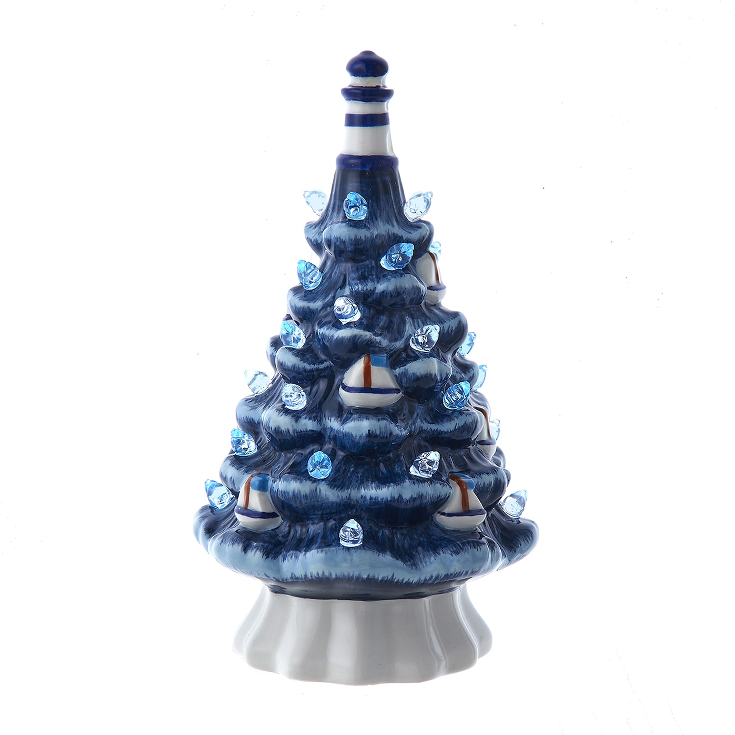 Kurt Adler 7.5" Ceramic Coastal Tree Lighted Christmas Tabletop Decor