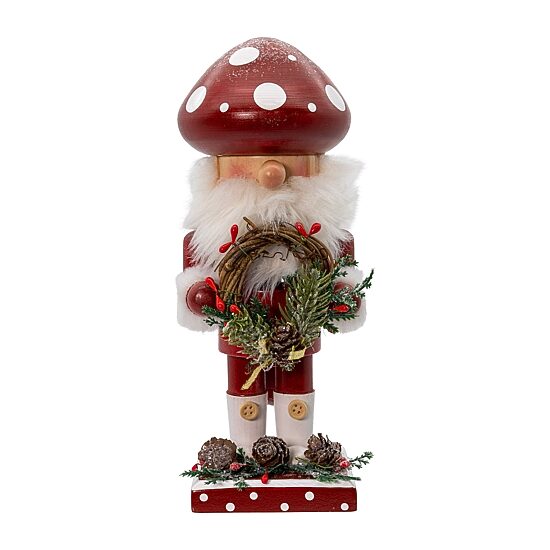 Kurt Adler 9" Wooden Mushroom Santa Christmas Nutcracker
