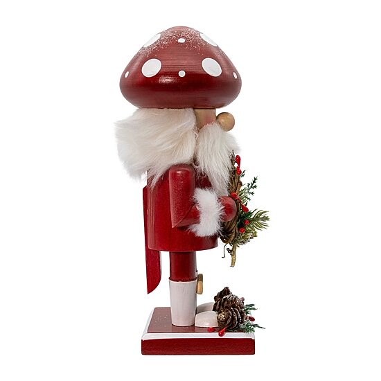 Kurt Adler 9" Wooden Mushroom Santa Christmas Nutcracker