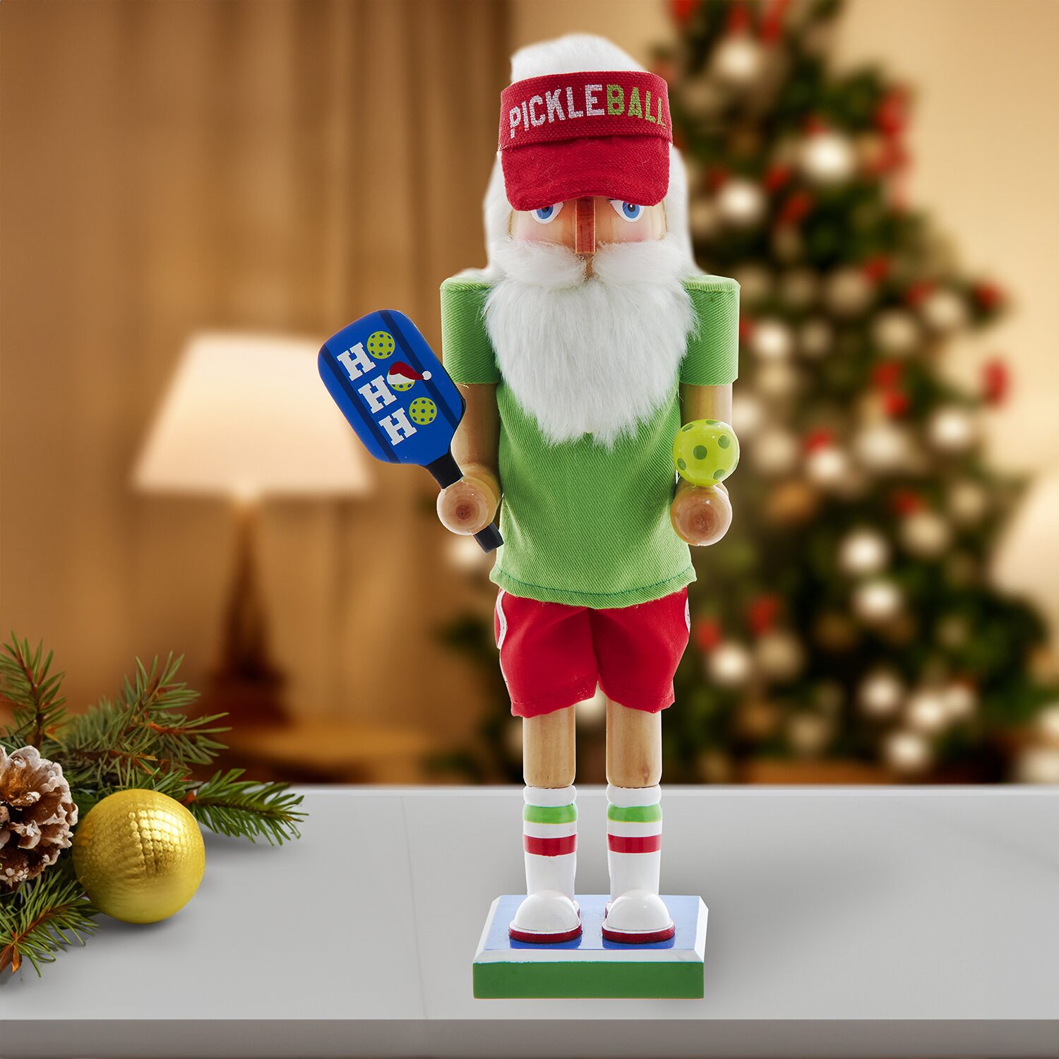 Kurt Adler 12" Wooden Pickleball Christmas Nutcracker