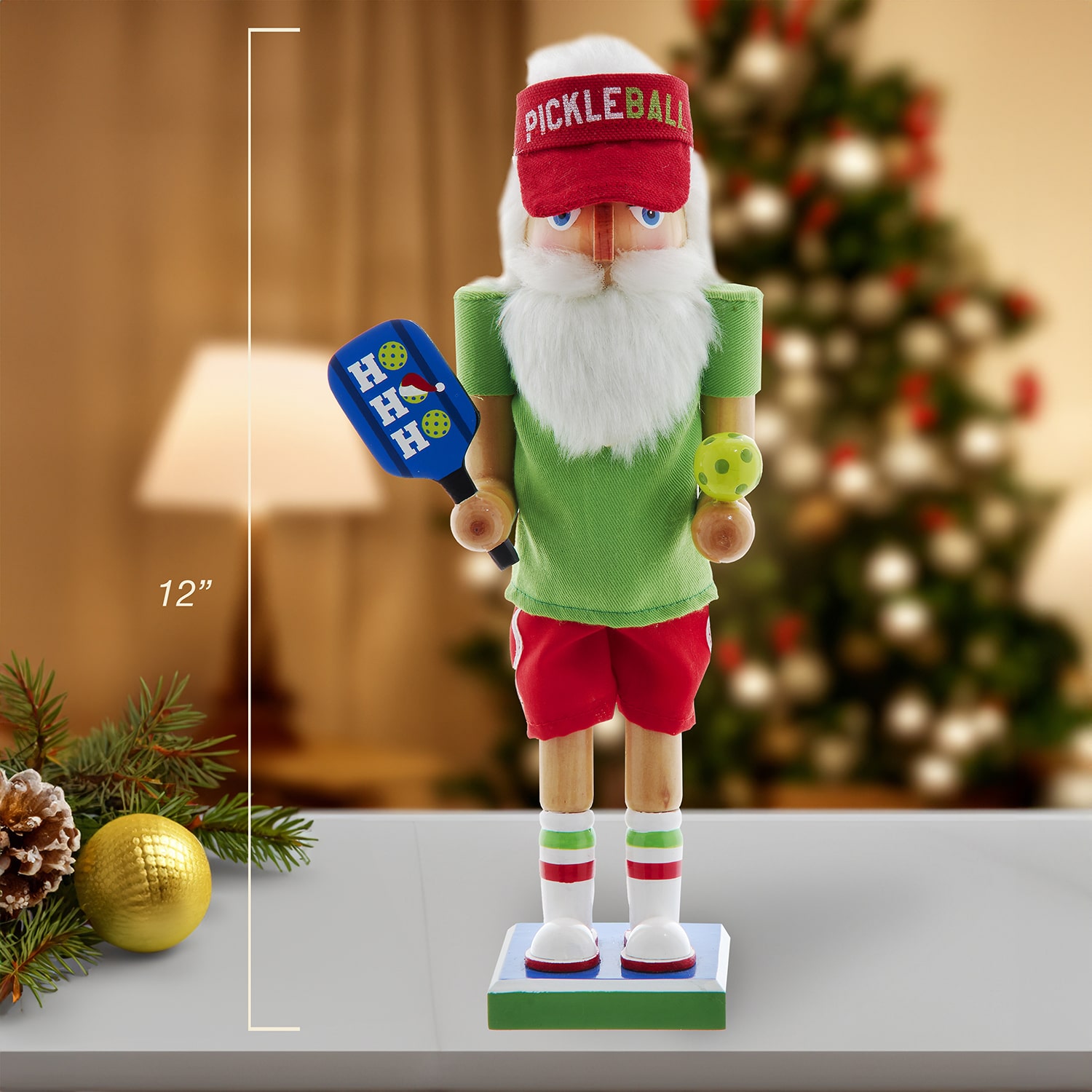 Kurt Adler 12" Wooden Pickleball Christmas Nutcracker