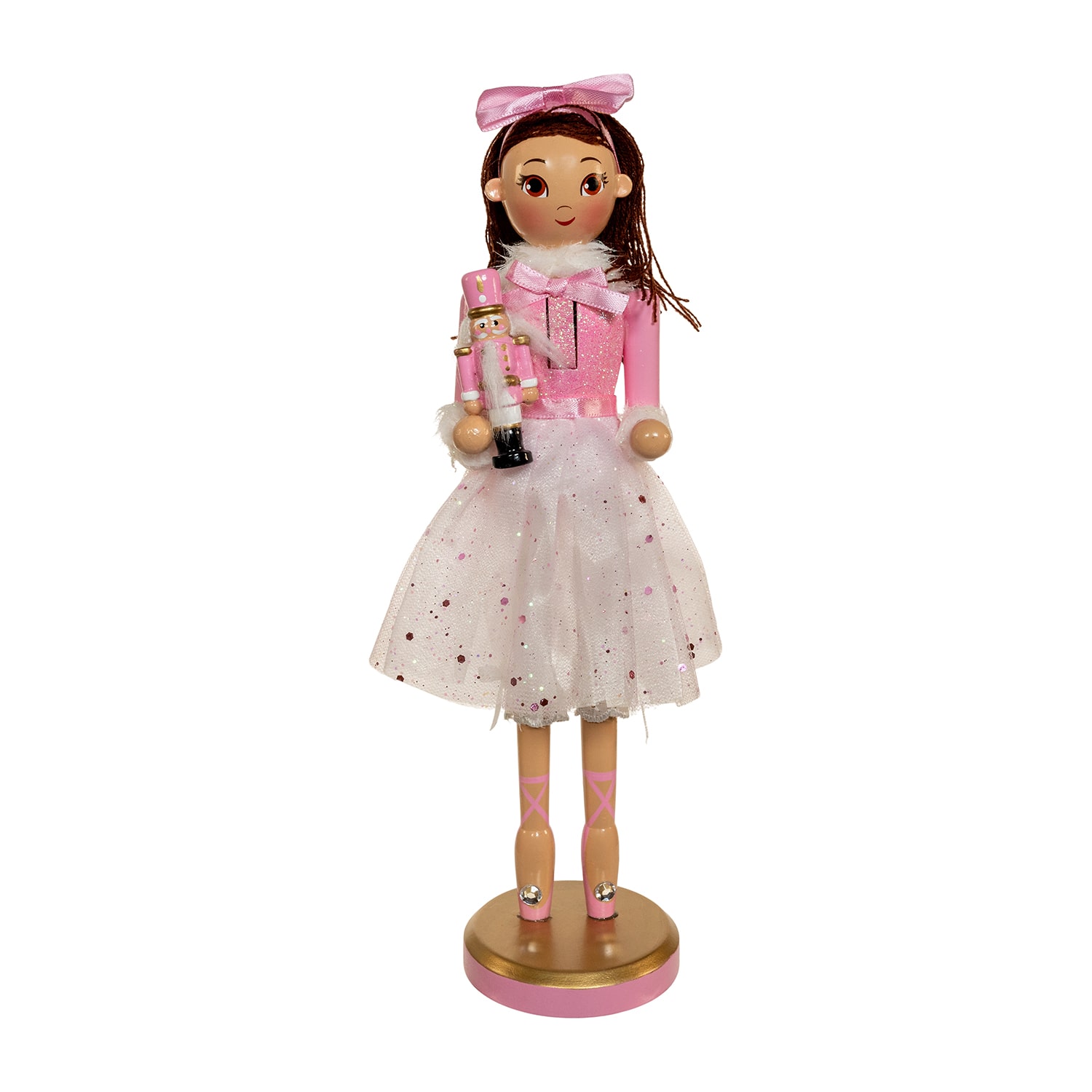 Kurt Adler 12" Pink Clara With Brunette Hair Ballerina Christmas Nutcracker