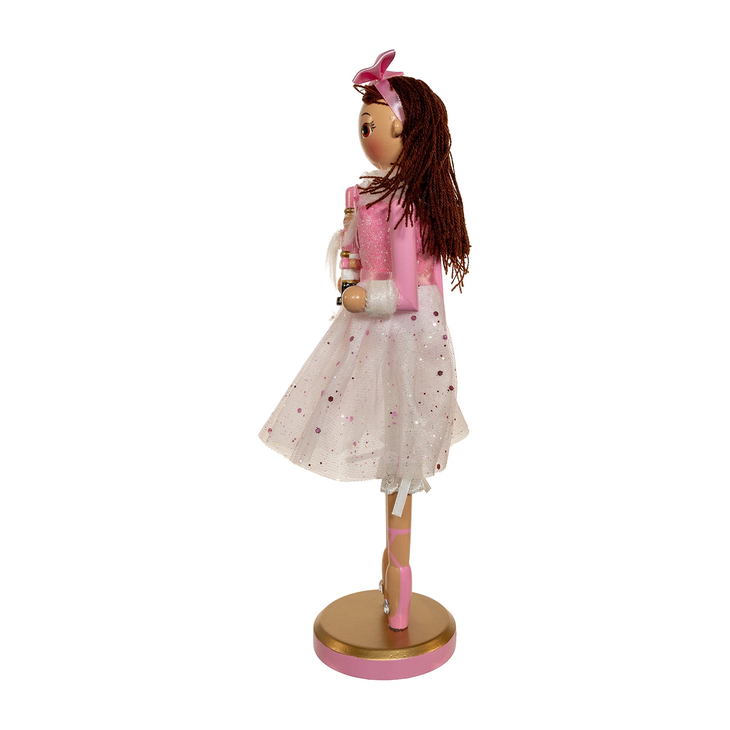Kurt Adler 12" Pink Clara With Brunette Hair Ballerina Christmas Nutcracker