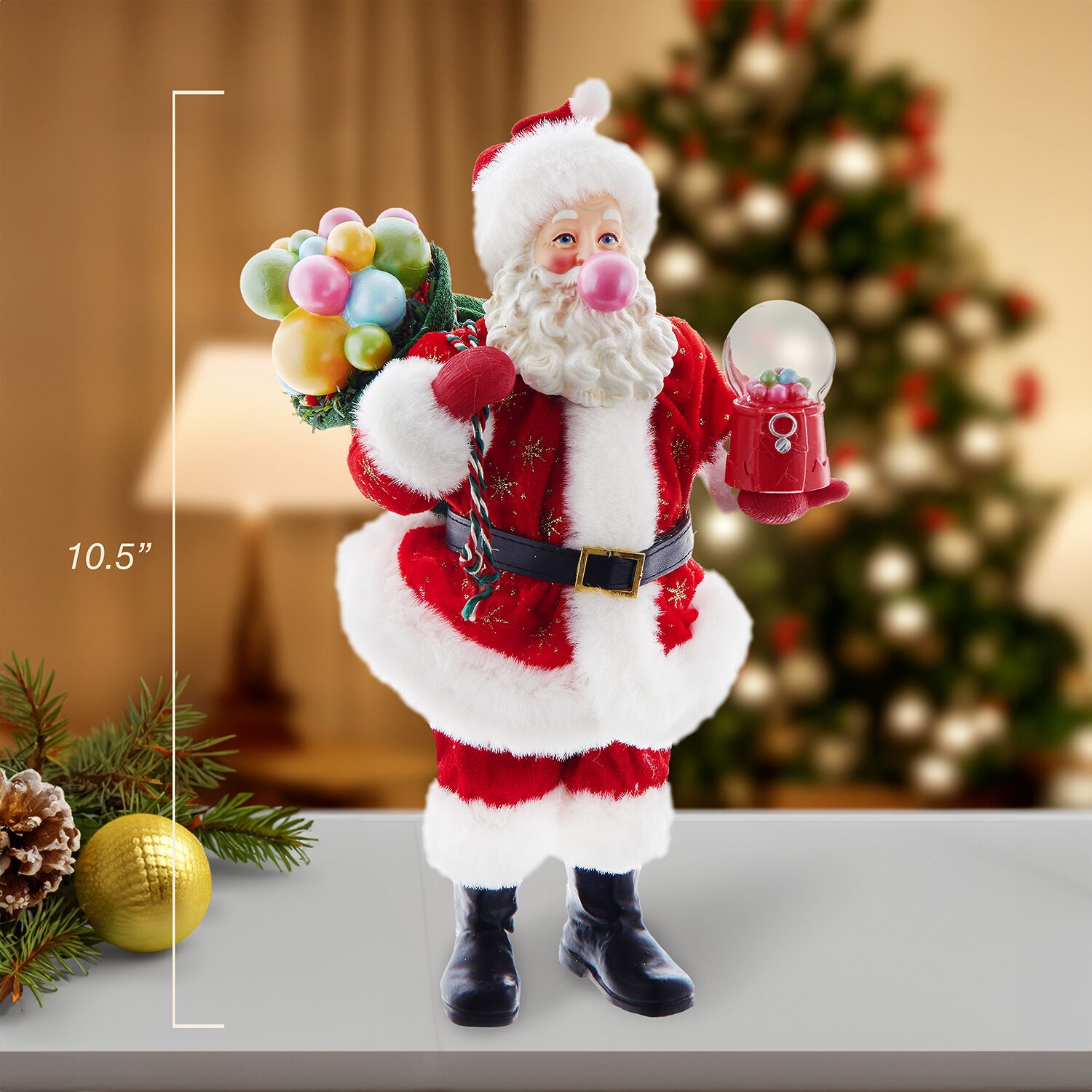Kurt Adler 10.5" Bubblegum Christmas Santa Figurine