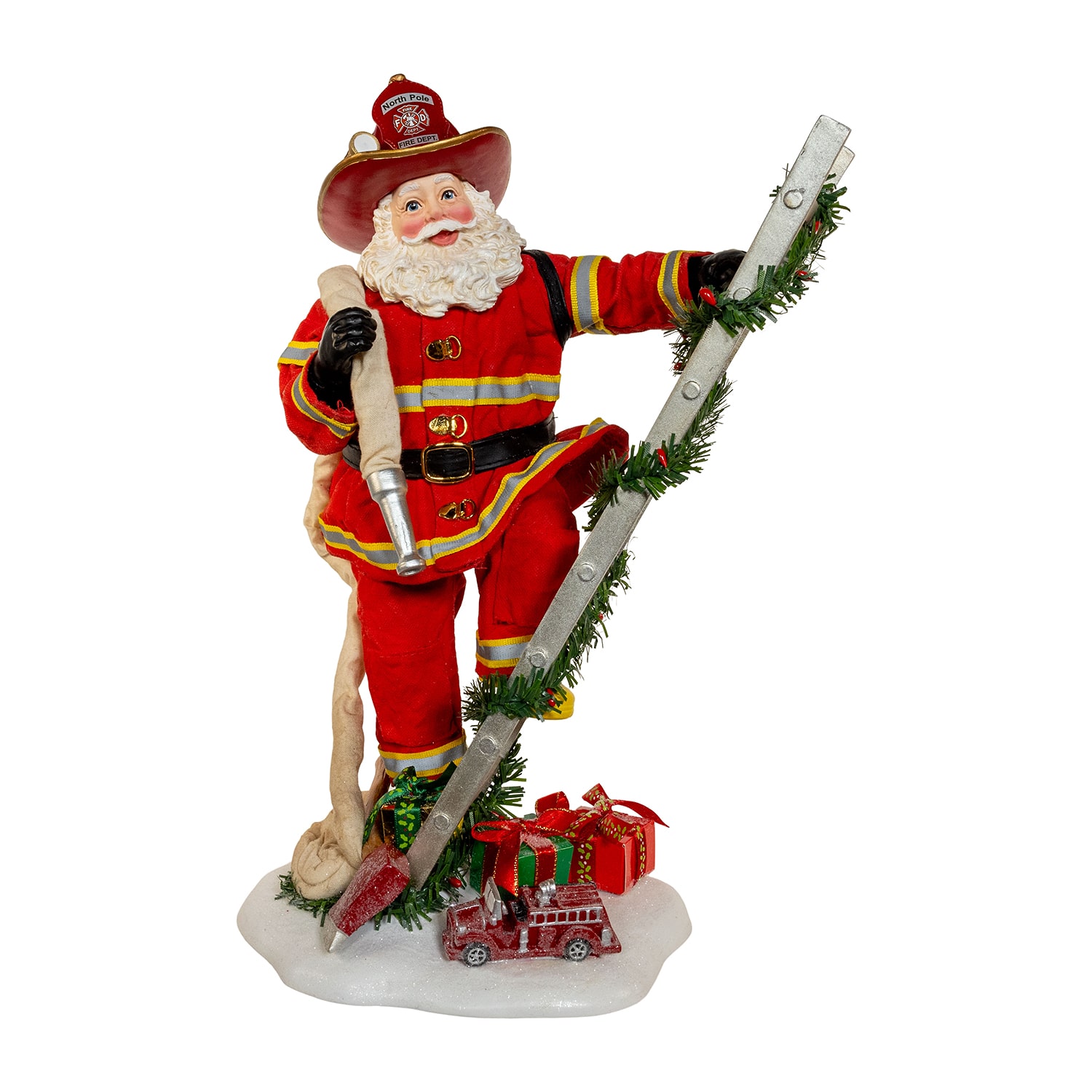 Kurt Adler 11.5"  Fireman On Ladder Christmas Santa Figurine