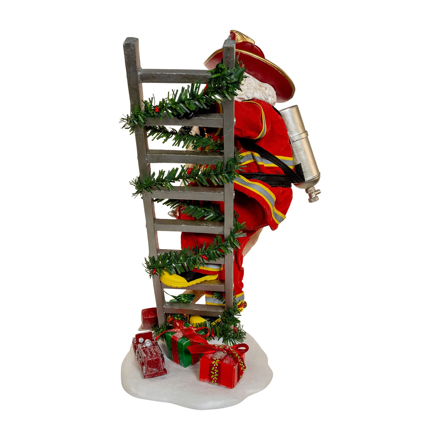 Kurt Adler 11.5"  Fireman On Ladder Christmas Santa Figurine