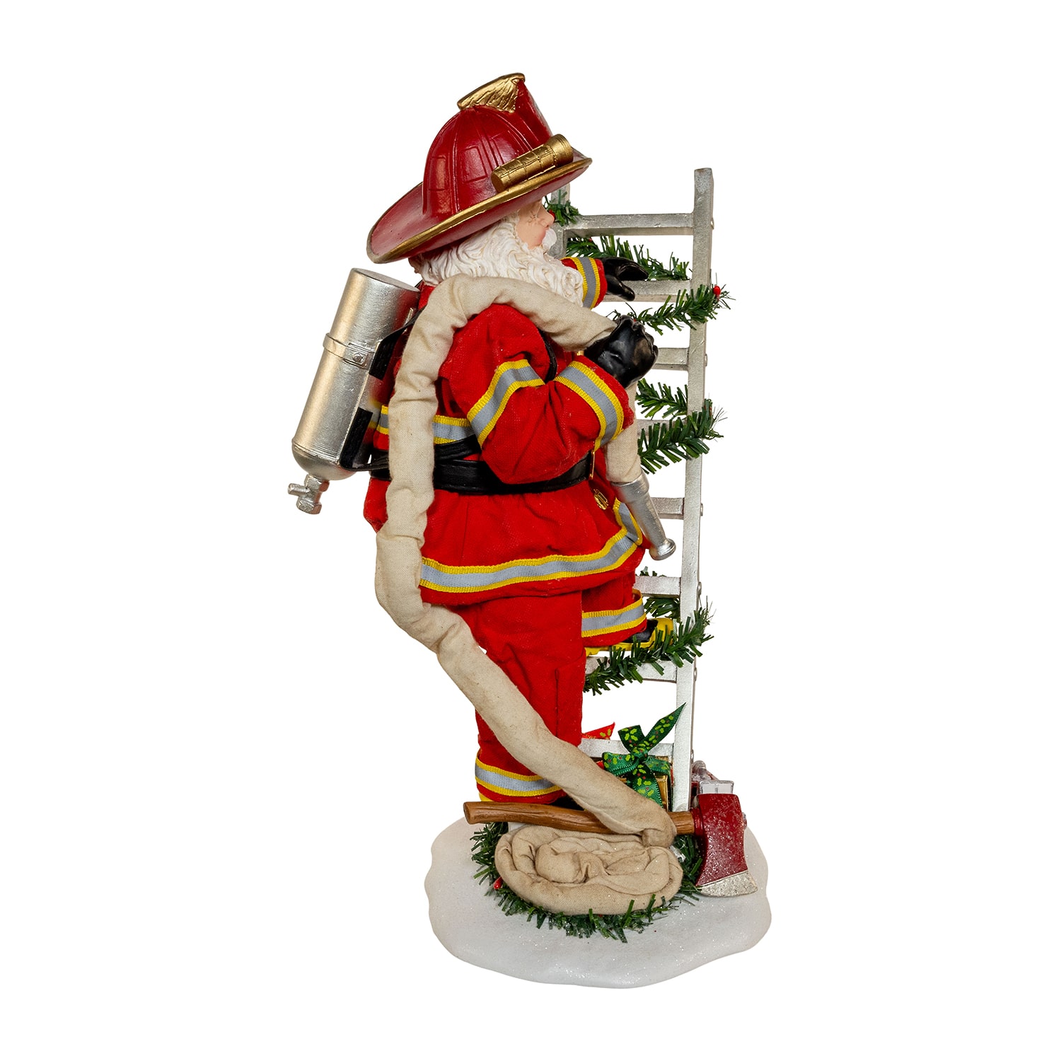 Kurt Adler 11.5"  Fireman On Ladder Christmas Santa Figurine