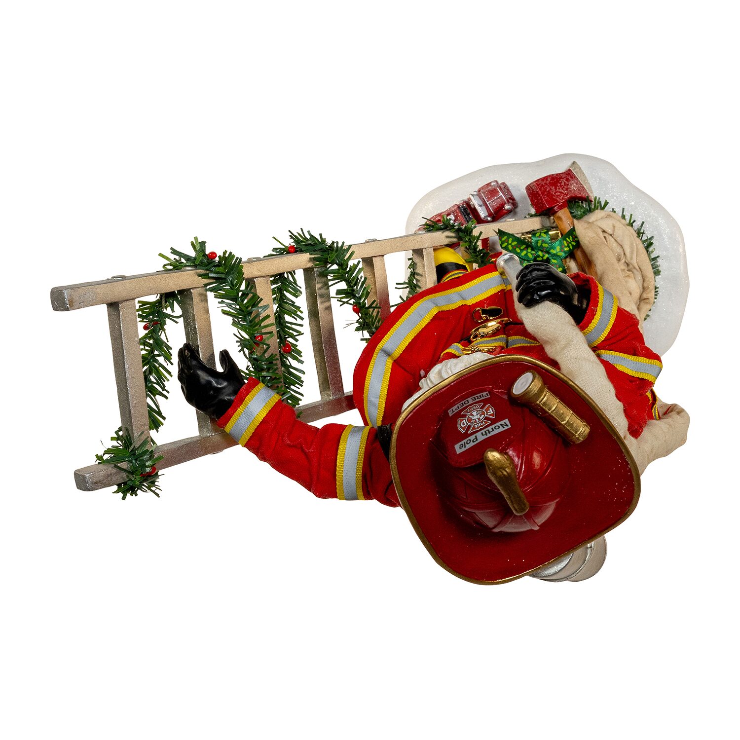 Kurt Adler 11.5"  Fireman On Ladder Christmas Santa Figurine