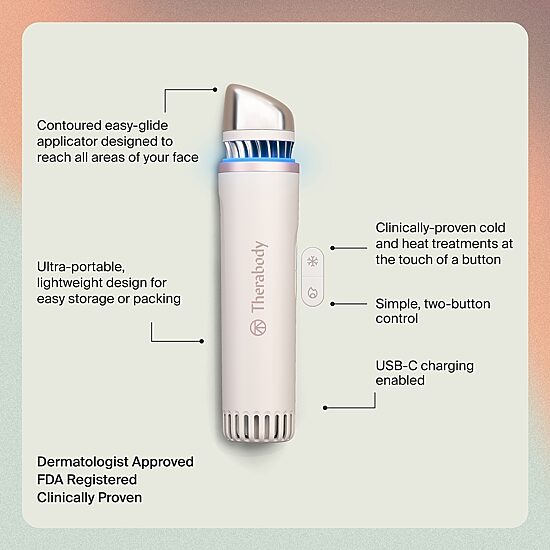 Theraface Depuffing Hot & Cold Therapy Skin Care Wand - White