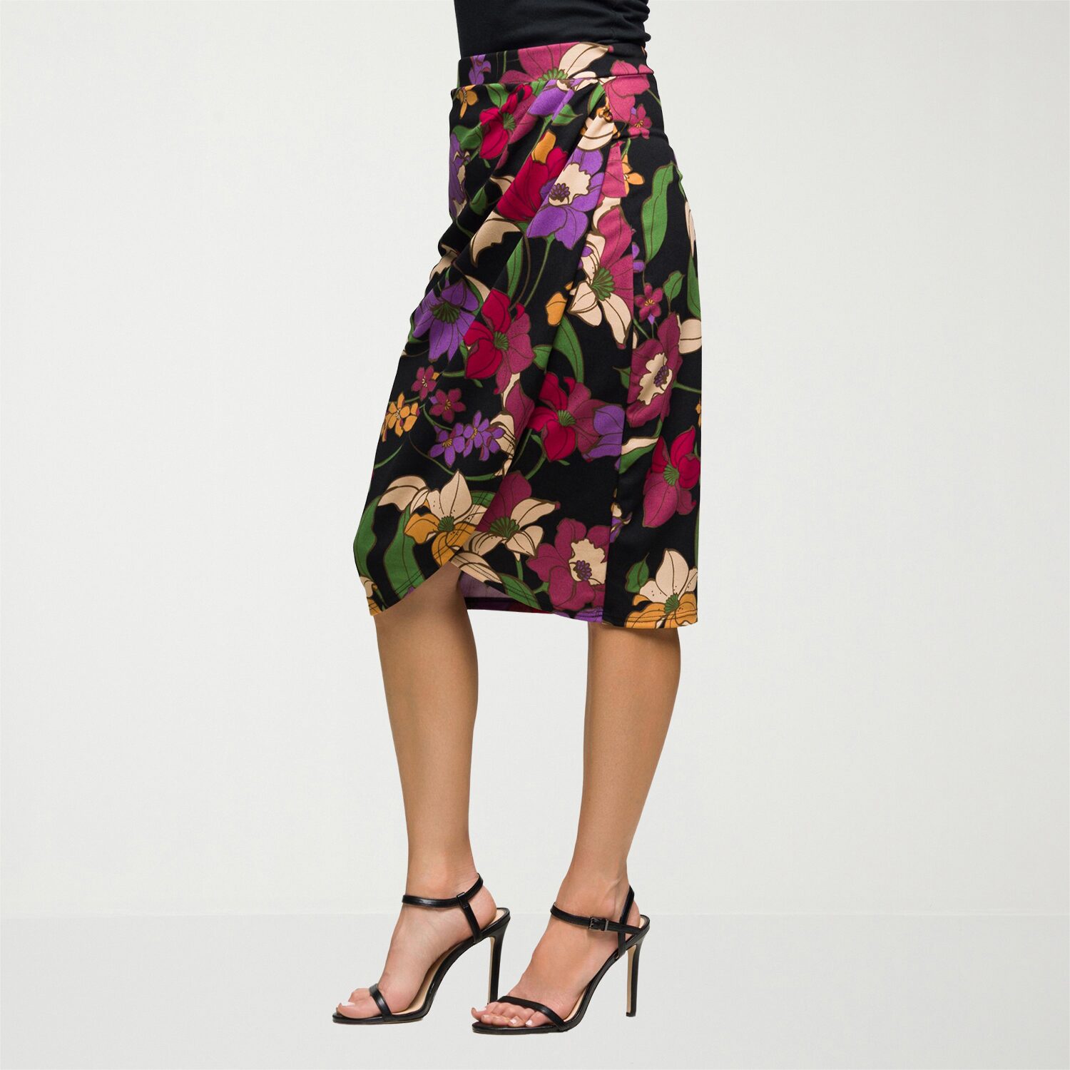 24seven Comfort Apparel Womens Mid Rise Stretch Fabric Pencil Skirt