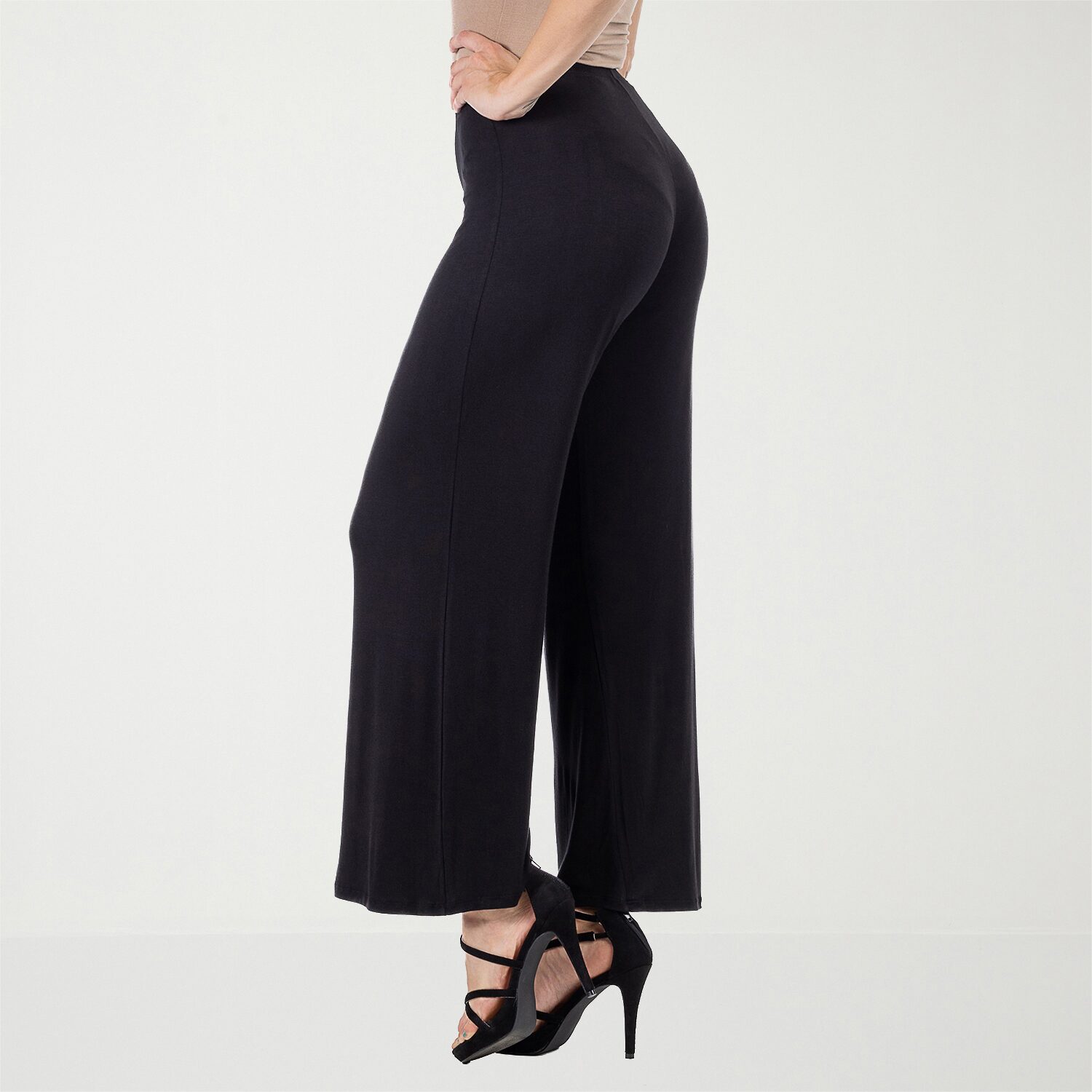 24seven Comfort Apparel Womens Mid Rise Wide Leg Palazzo Pant