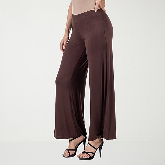 24seven Comfort Apparel Womens Mid Rise Wide Leg Palazzo Pant