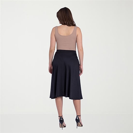 24seven Comfort Apparel Womens Stretch Fabric Mid Rise Pleated Skirt