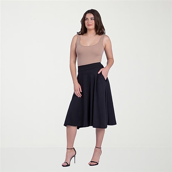 24seven Comfort Apparel Womens Stretch Fabric Mid Rise Pleated Skirt