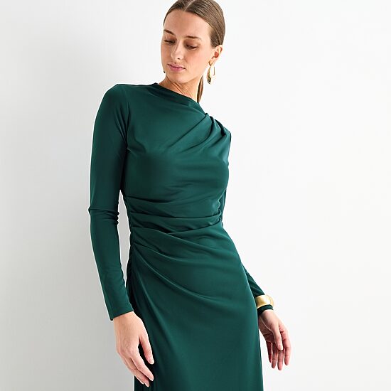 Worthington Womens Midi Mock Neck Long Sleeve Fitted Bodycon Dress
