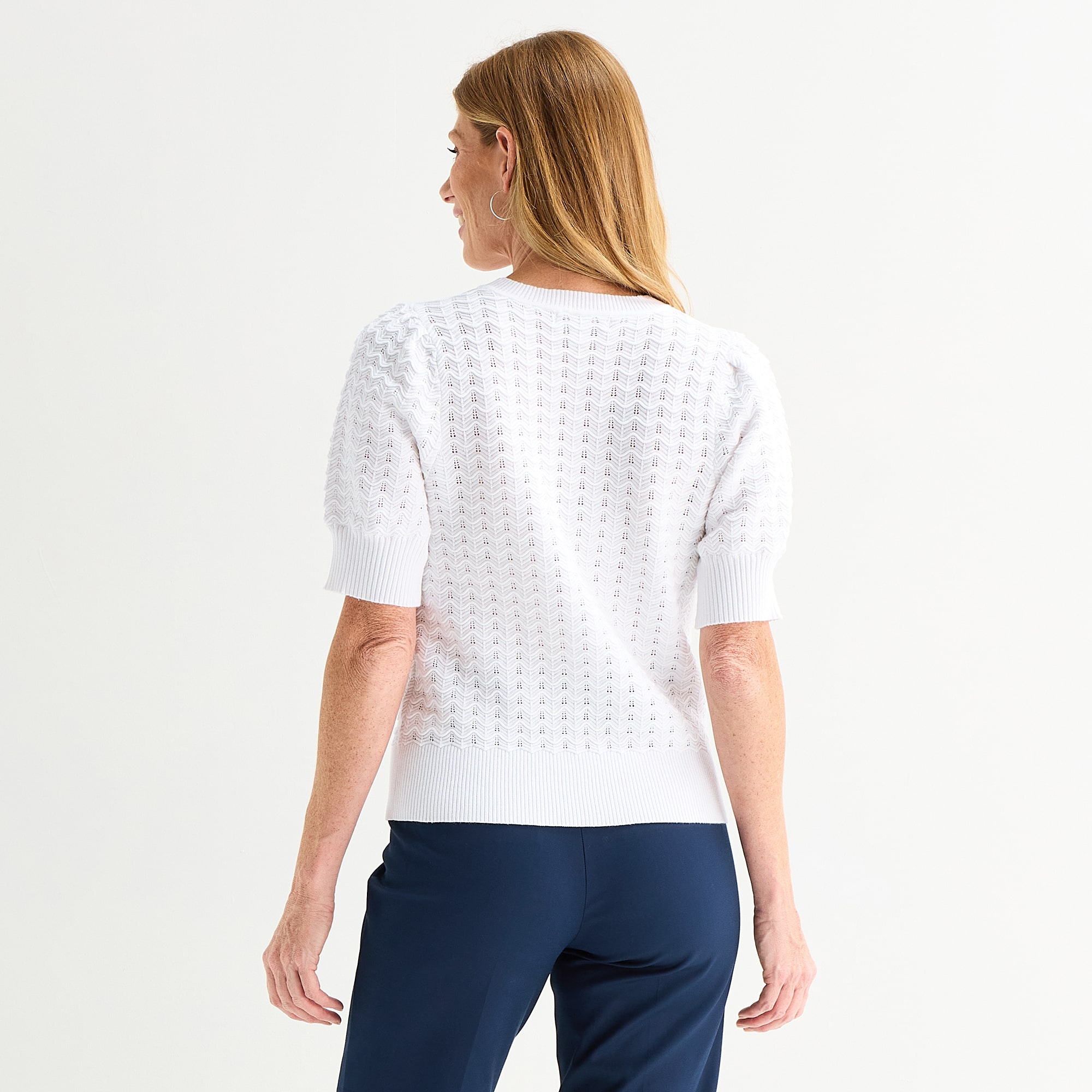 Liz Claiborne Womens Crew Neck Short Sleeve Pullover Sweater