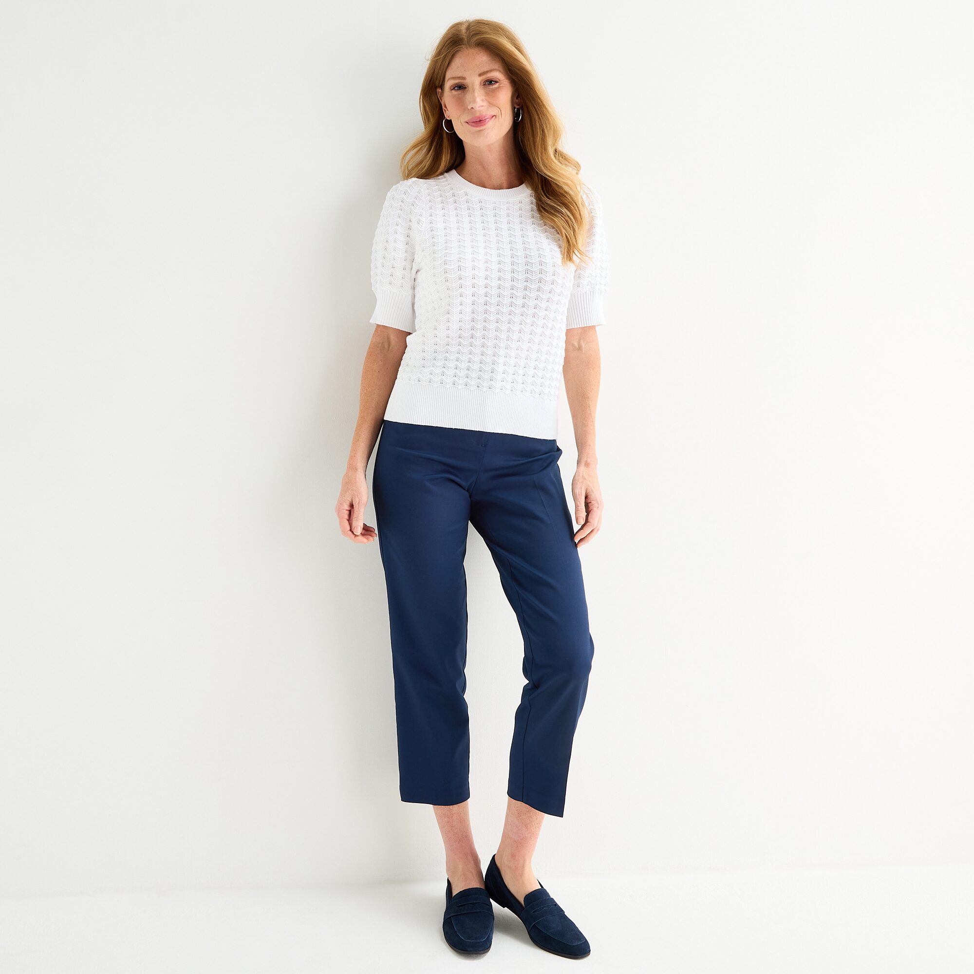 Liz Claiborne Womens Crew Neck Short Sleeve Pullover Sweater
