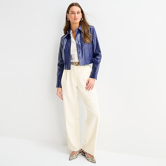 Worthington Womens Faux Leather Midweight Bomber Jacket