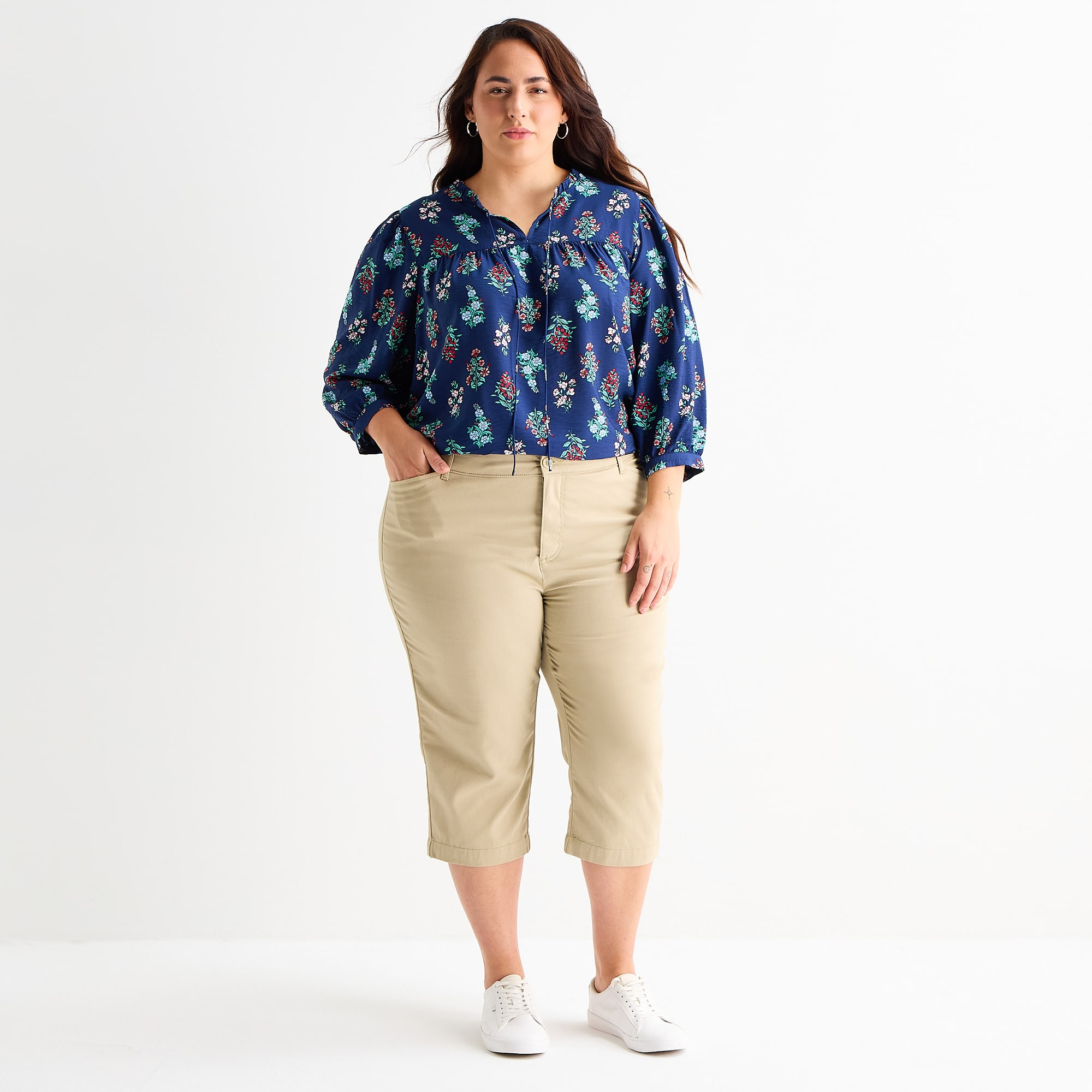 St. John's Bay Womens Plus Secretly Slender Skinny Mid Rise Capri Pant