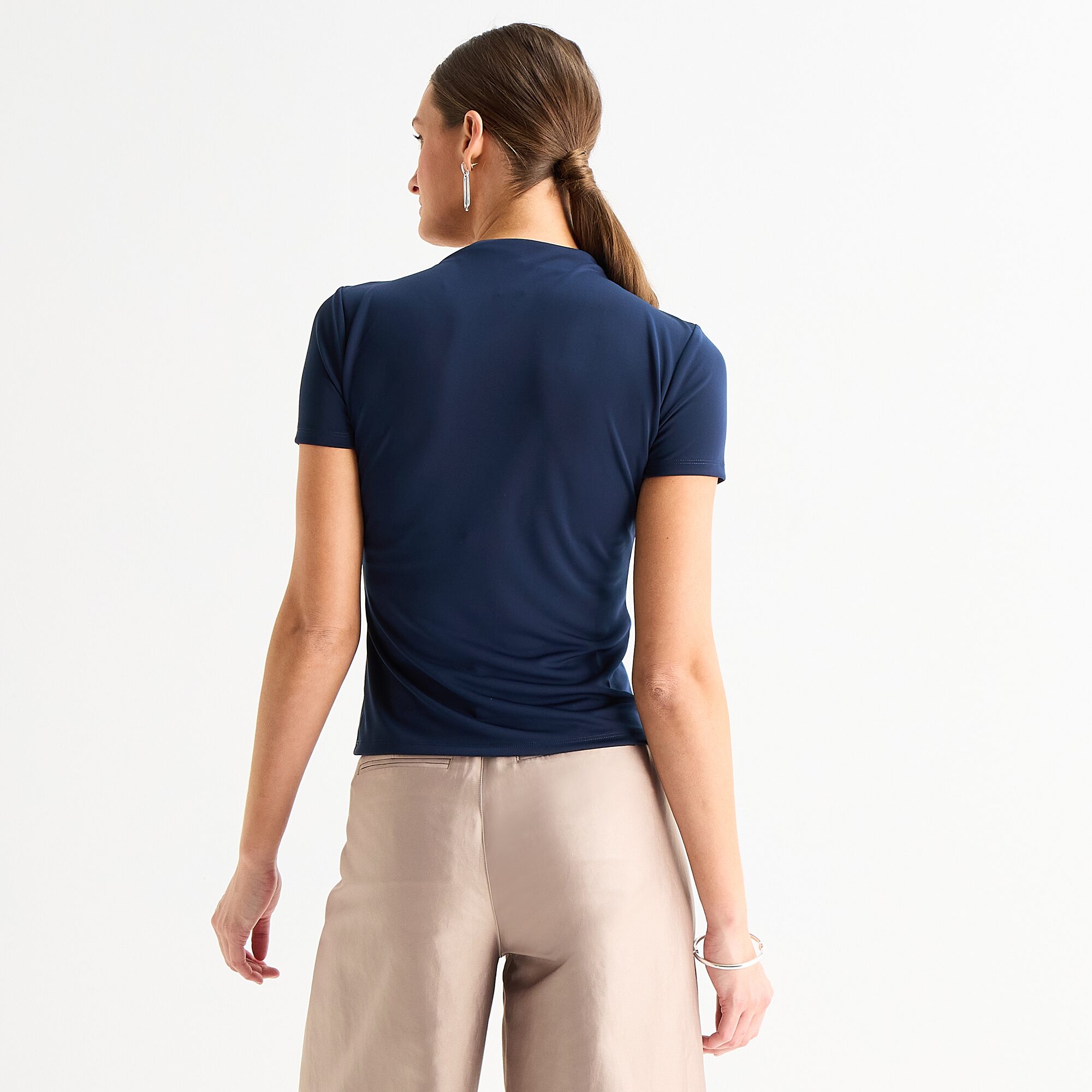 Worthington Womens Short Sleeve Mock Neck Top