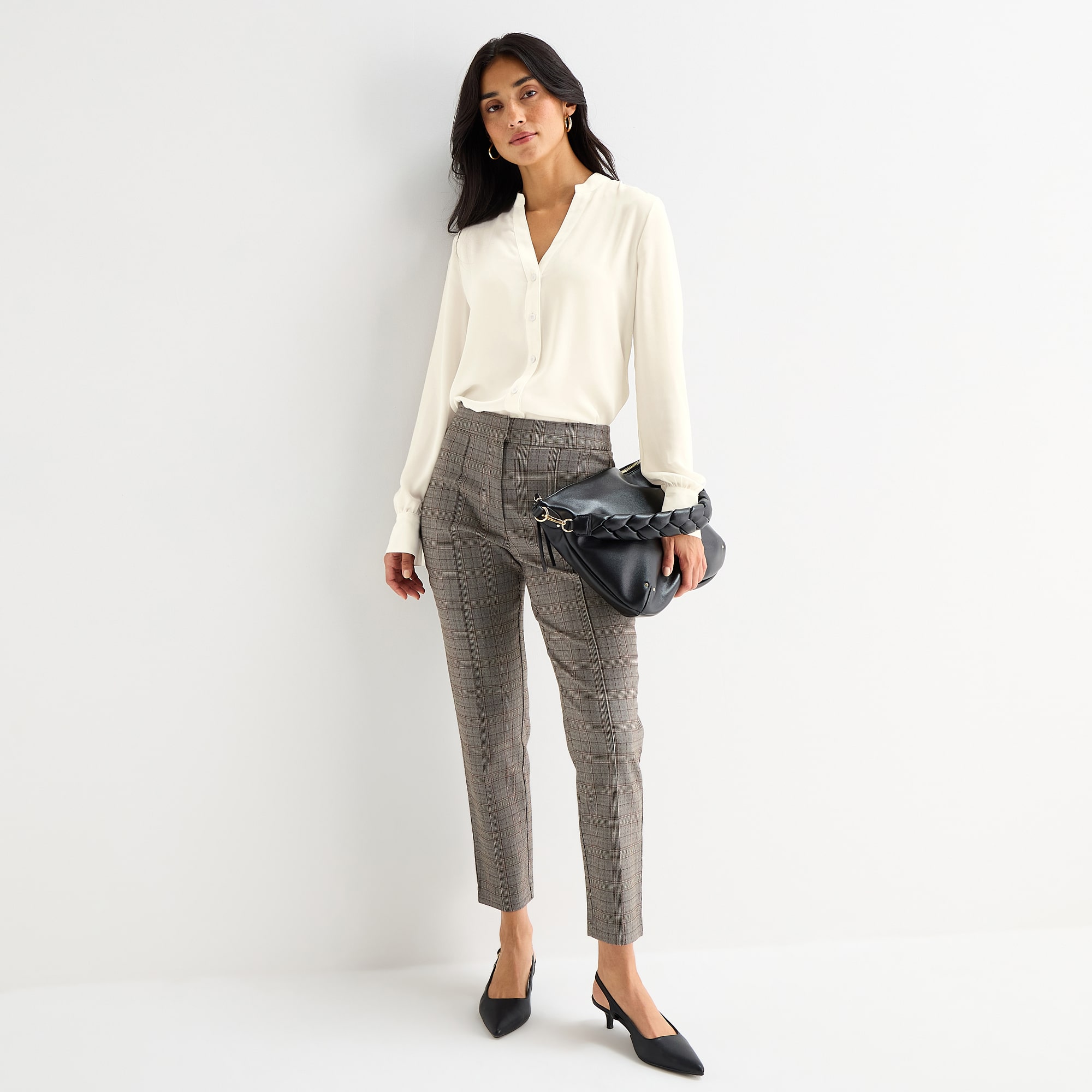 Worthington Womens Y Neck Long Sleeve Blouse