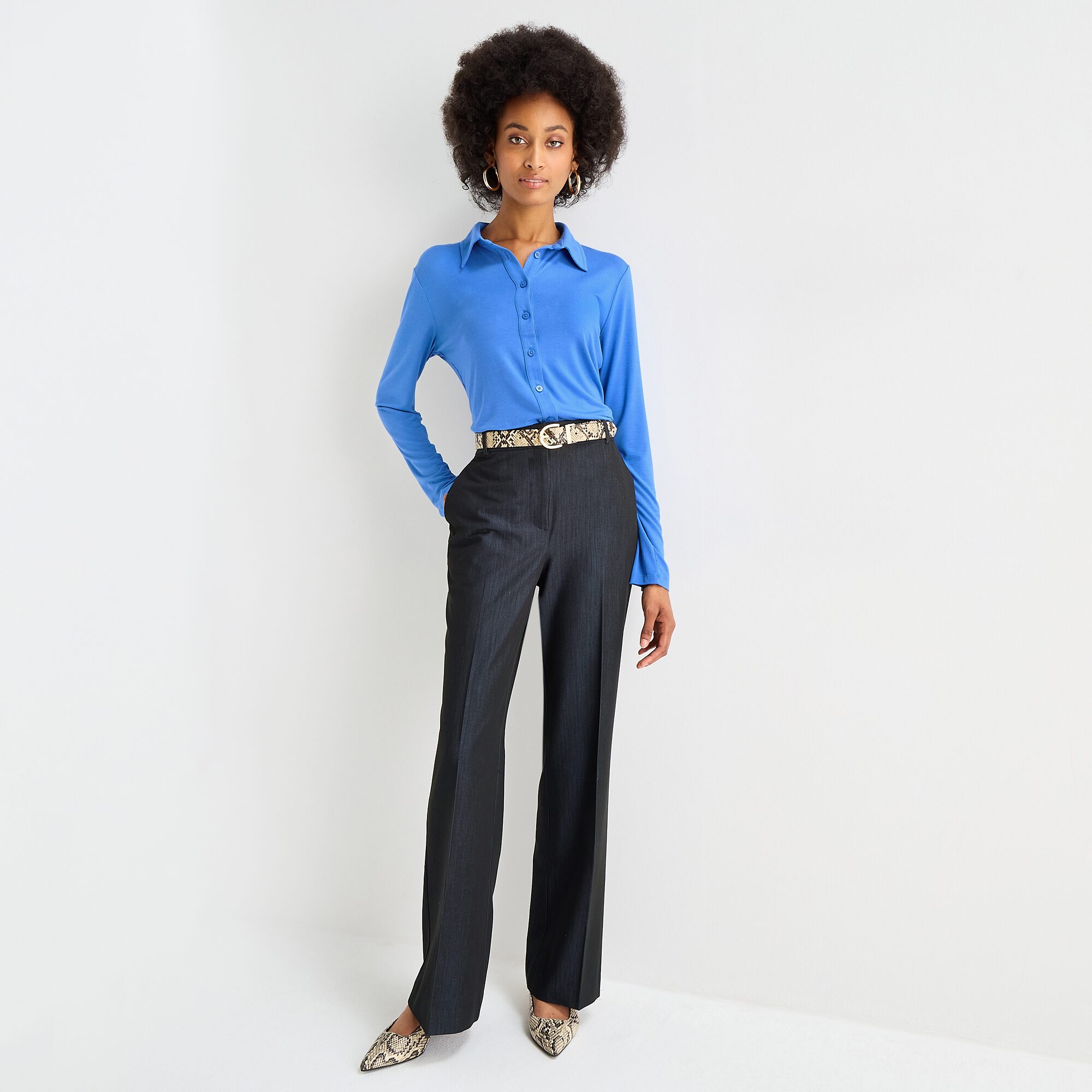 Worthington Womens Fitted Long Sleeve Regular Fit Button-Down Shirt