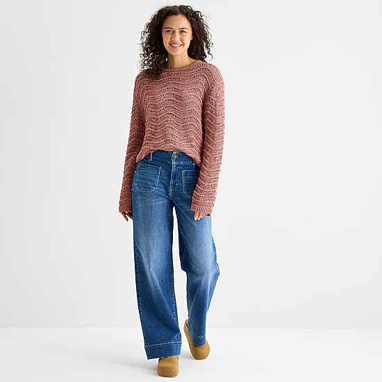 a.n.a Womens Crew Neck Long Sleeve Pullover Sweater