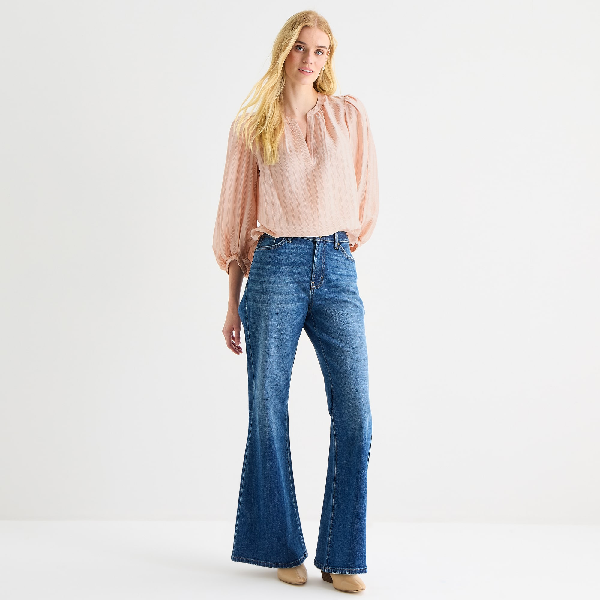 a.n.a Womens Y Neck 3/4 Sleeve Blouse