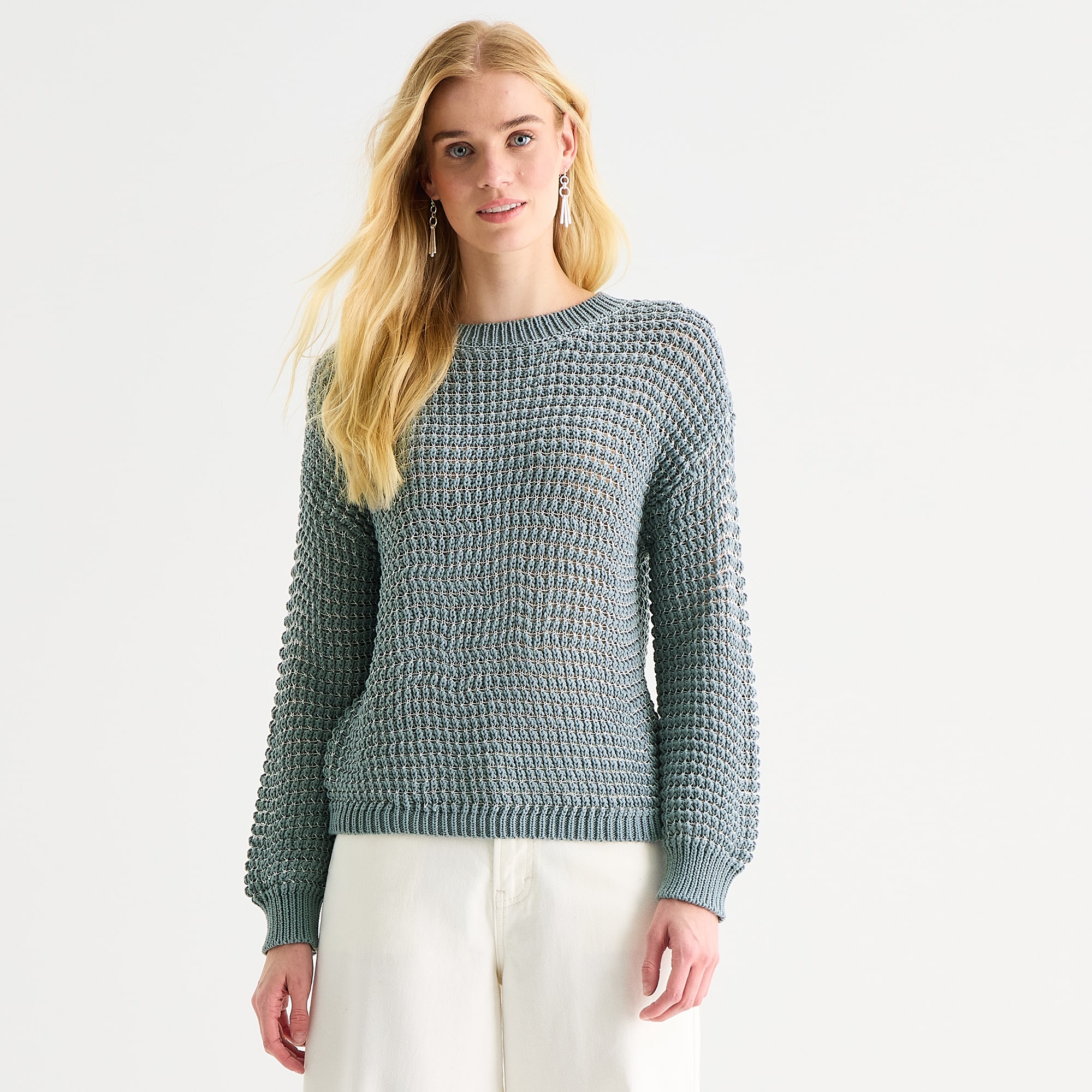 a.n.a Womens Crew Neck Long Sleeve Pullover Sweater