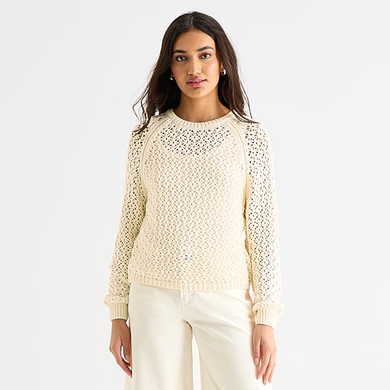 A.N.A Womens Crew Neck Long Sleeve Pullover Sweater