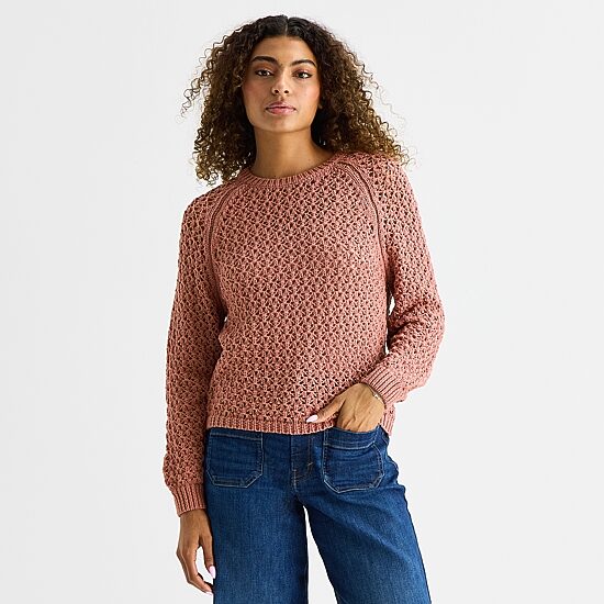 a.n.a Womens Crew Neck Long Sleeve Pullover Sweater
