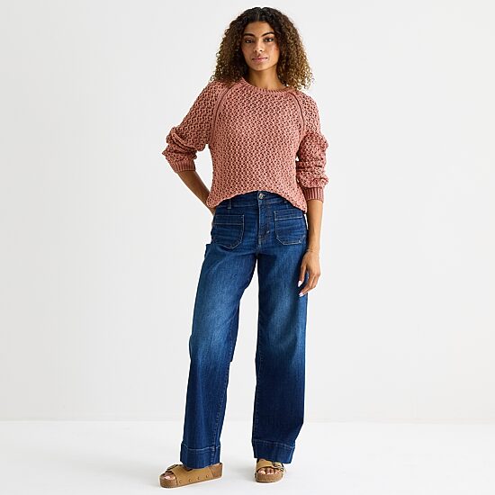 a.n.a Womens Crew Neck Long Sleeve Pullover Sweater